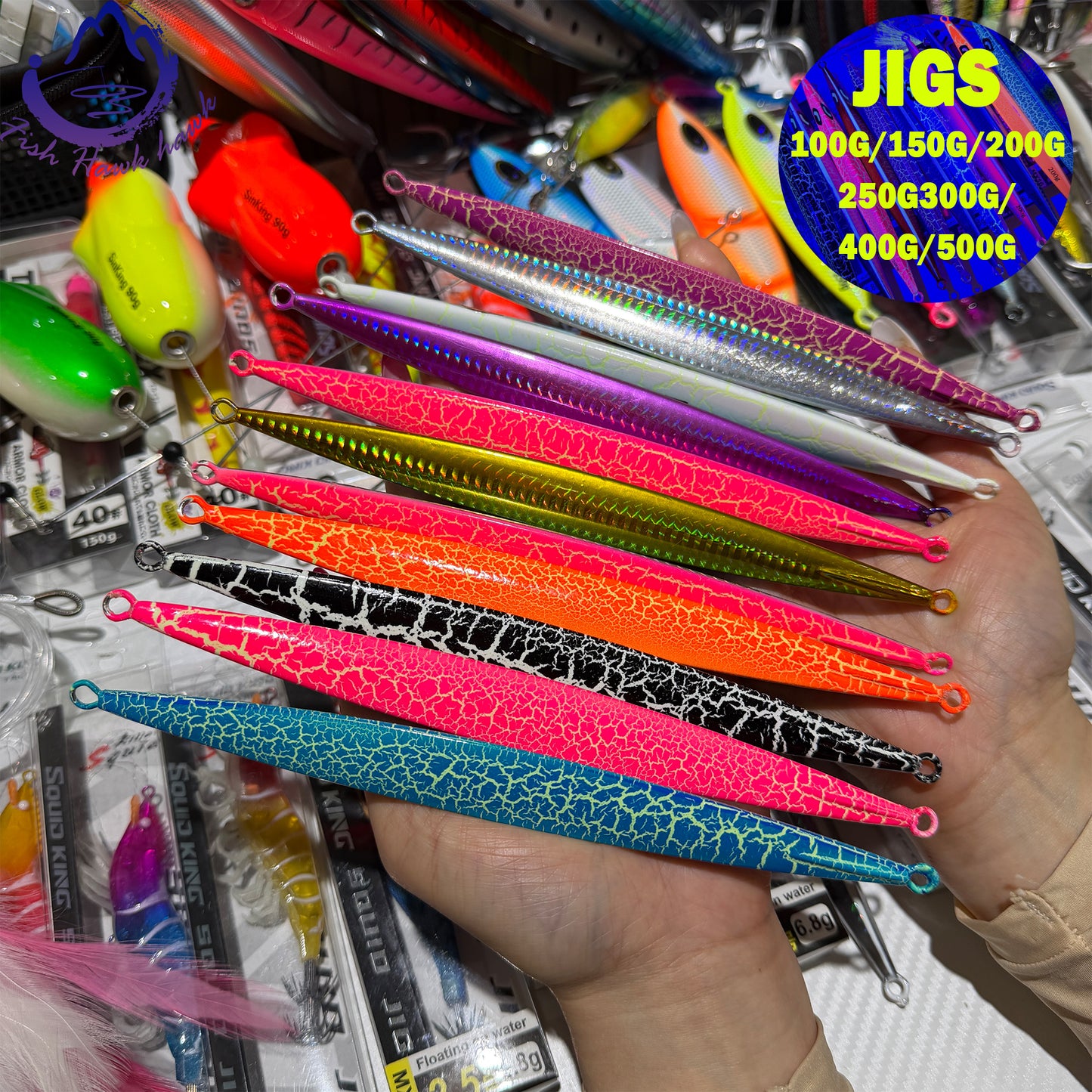 New Premium Slow Pitch Jigging Metal Fishing Lure 100g 150g 200g 250g 300g 400g 500g Flat Fall Deep Sea Saltwater Assist Hooks jigs