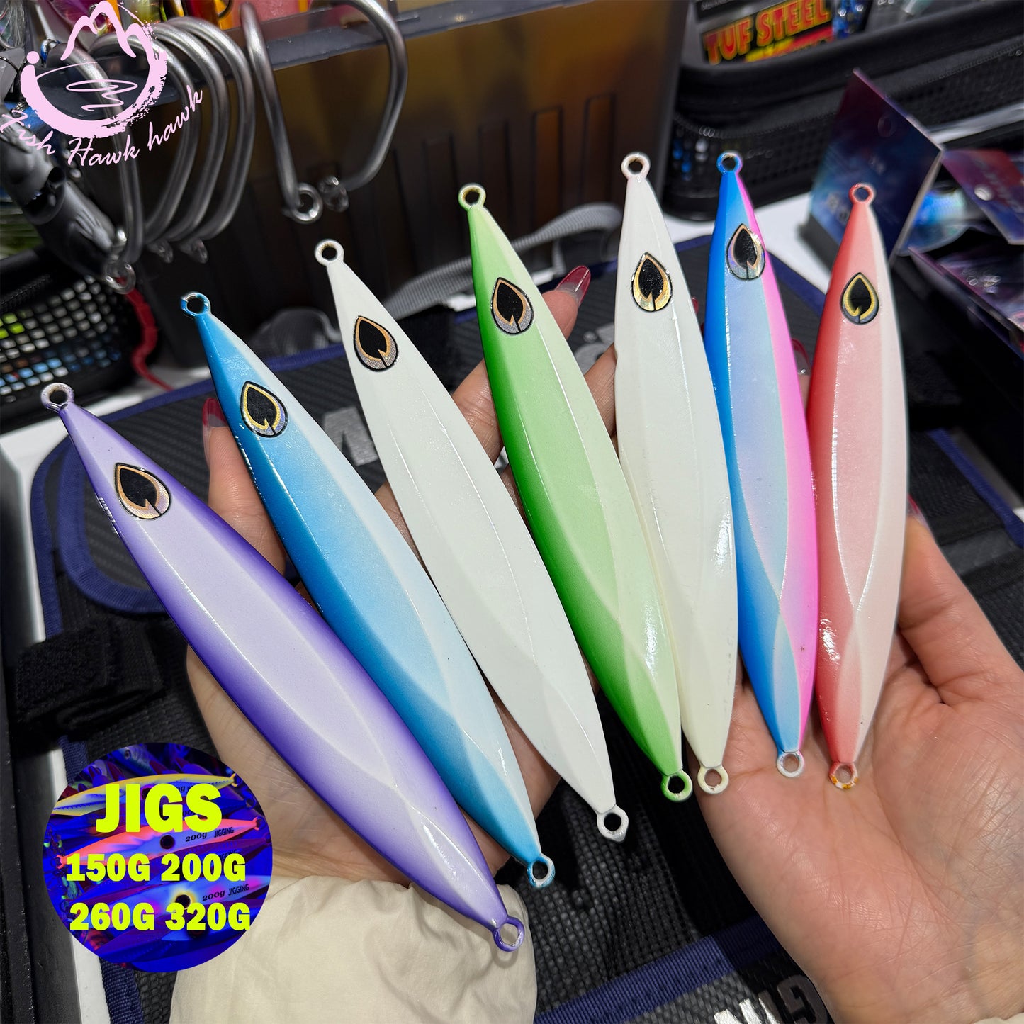 Slow Pitch Jigging Metal Jigs Lure 150g 200g 260g 320g Saltwater Offshore Jigs with 6 Colors for Tuna & Snapper jigs lure