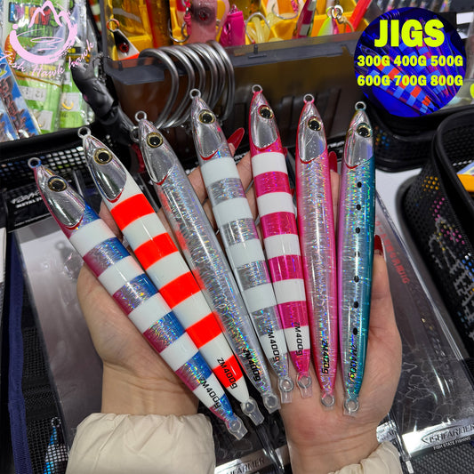 300g 400g 500g 600g 700g 800g Slow Pitch Jigging Metal Jig Saltwater Lure Deep Sea Offshore Jigs for Tuna, Grouper & Snapper jigs lure