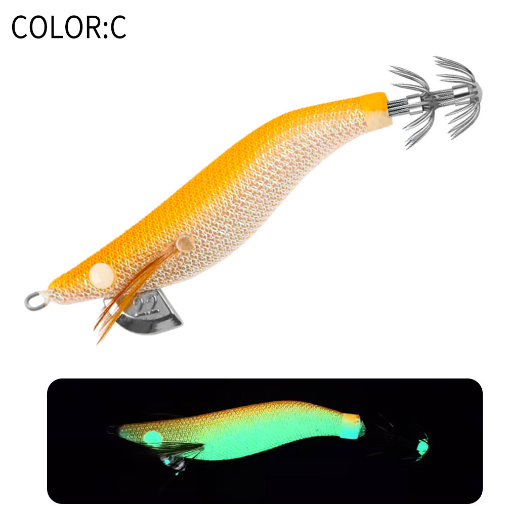 New Squid Hook #1.5/3.8g #1.8/5g #2.2/6.8g Rapid inkiSng Artificial Luminous Squid Jigging Bait Wood Shrimp Hooks for Saltwater Tackle Fishing Lure