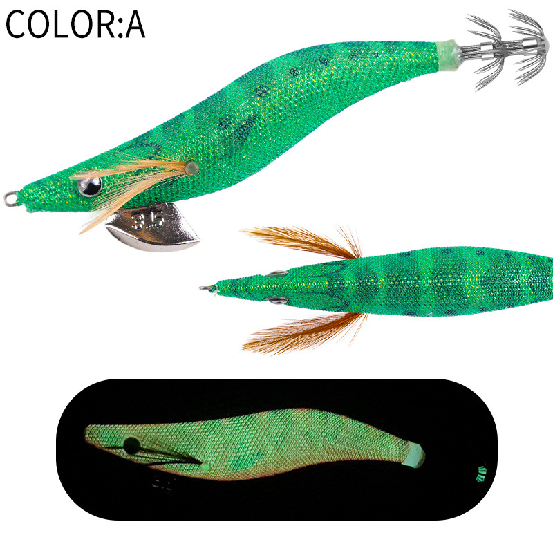 New Squid Hook #2.5/10g #3.0/15g #3.5/20g Rapid inkiSng Artificial Luminous Squid Jigging Bait Wood Shrimp Hooks for Saltwater Tackle Fishing Lure