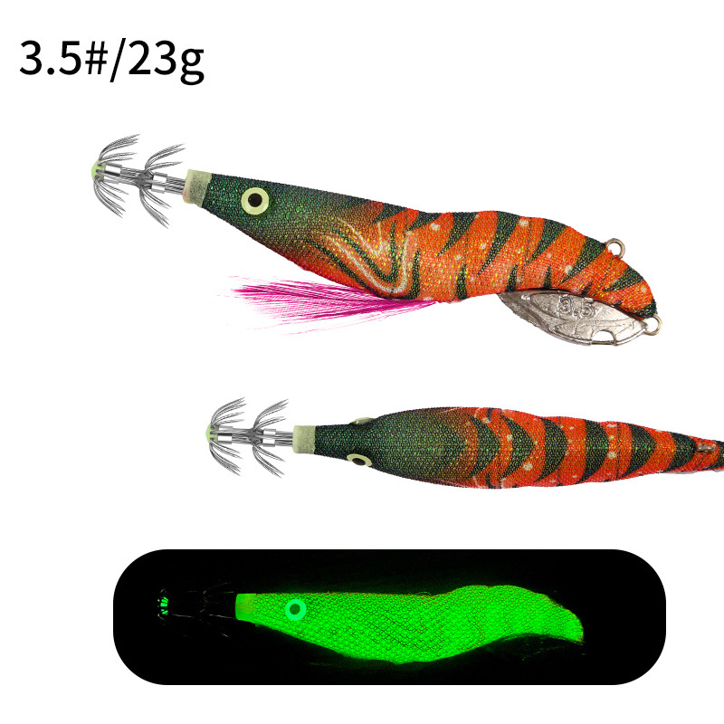 New Squid Hook #3.5/23g Rapid inkiSng Artificial Luminous Squid Jigging Bait Wood Shrimp Hooks for Saltwater Tackle Fishing Lure