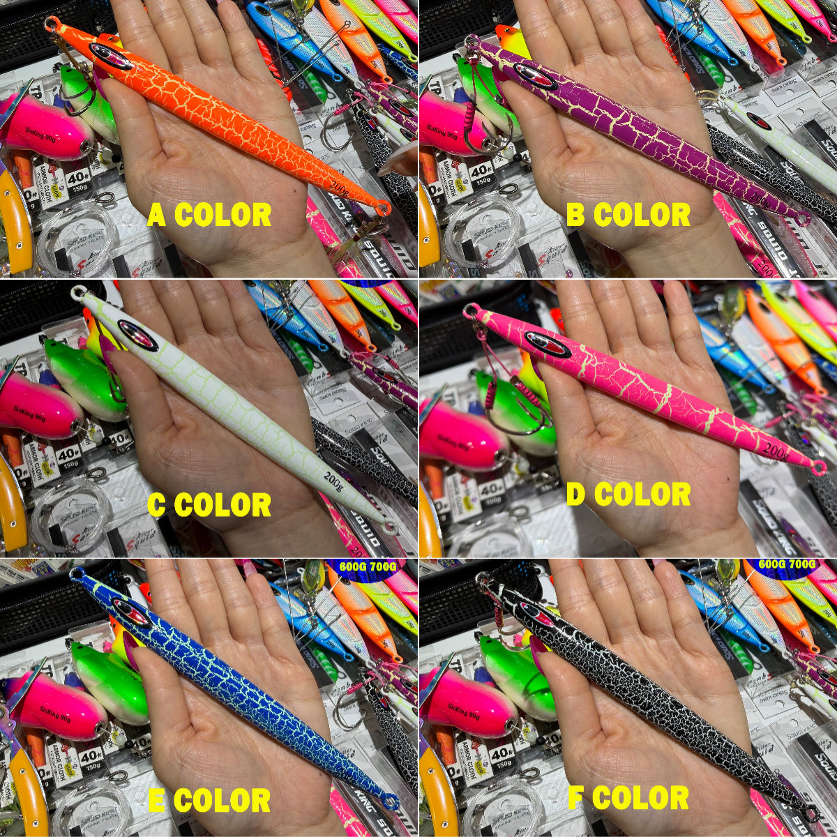 New Premium Slow-Pitch Jigging Metal Fishing Lure 80g 100g 120g 150g 200g 250g 300g 400g 500g 600g 750g Flat-Fall Saltwater Deep Sea Assist Hooks for Tuna & Amberjack jigs