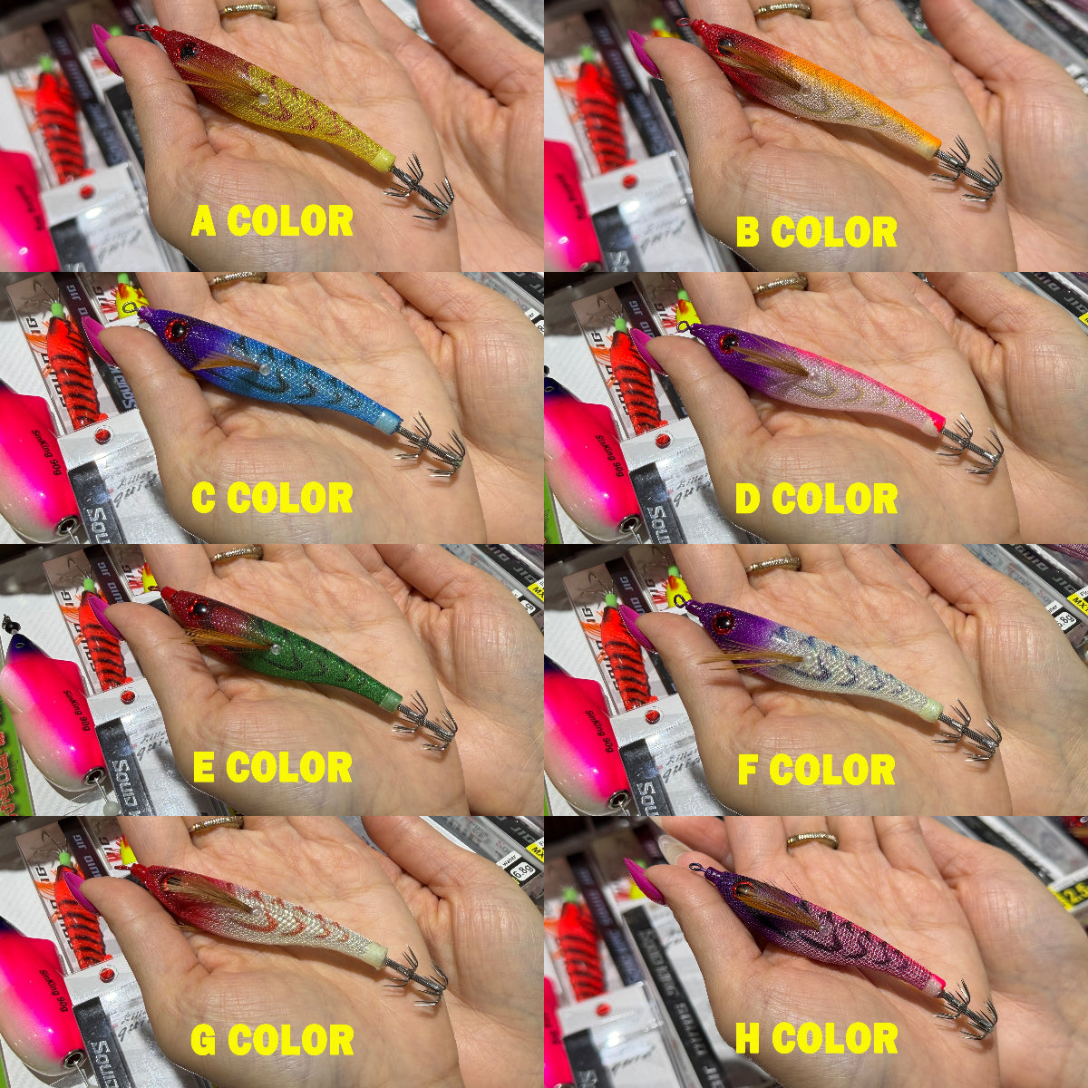 New Wholesale 2.5# Squid Jigs 6.5g 10cm UV Luminous PVC/ABS Shrimp Bait Glow Night Fishing Lures 3D Eyes Stainless Squid Hook