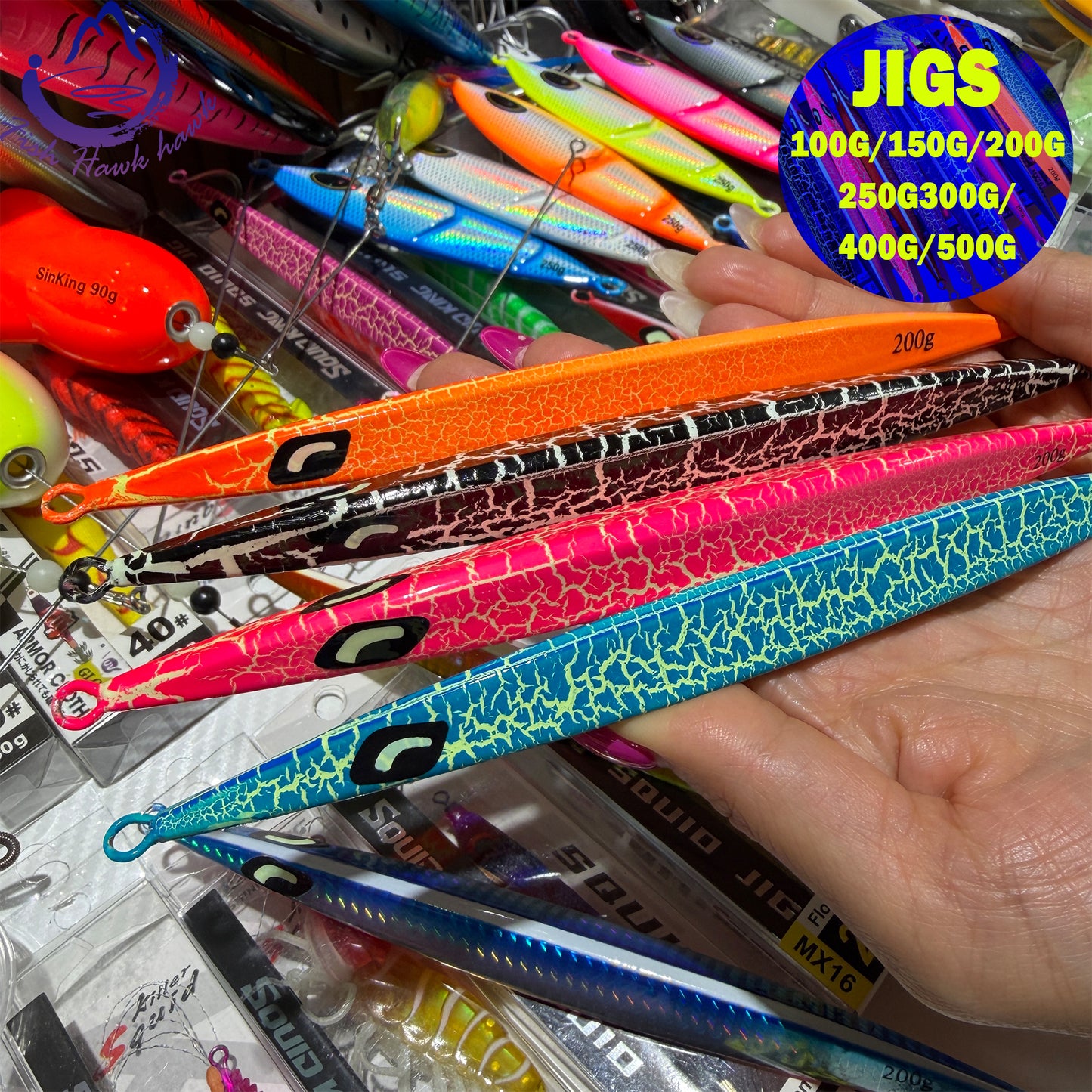 New Premium Slow Pitch Jigging Metal Fishing Lure 100g 150g 200g 250g 300g 400g 500g Flat Fall Deep Sea Saltwater Assist Hooks jigs