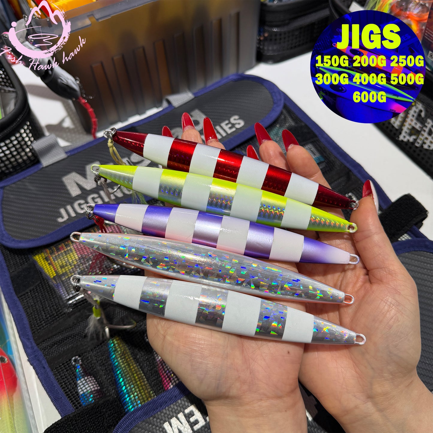 150g 200g 250g 300g 400g 500g 600g Slow Pitch Jigging Fishing Lure Metal Jigs High Action Jigging Lure for Saltwater, Snapper, Grouper, Tuna & Yellowtail jigs lure