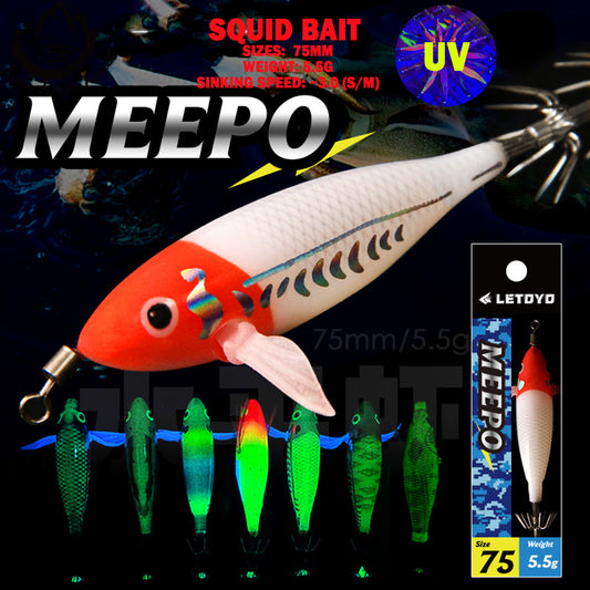 New Squid Hook #75mm/5.5g Rapid inkiSng Artificial Luminous Squid Jigging Bait Wood Shrimp Hooks for Saltwater Tackle Fishing Lure