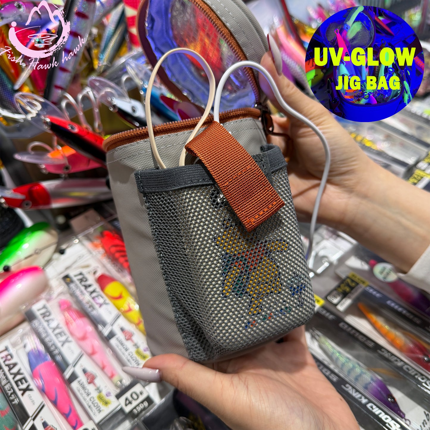 New Luminous Jig Storage Bag Waterproof Heavy Duty Jig Pouch with Multi Slots for Slow Pitch Metal Jigs Assist Hook Saltwater Tackle jig bag