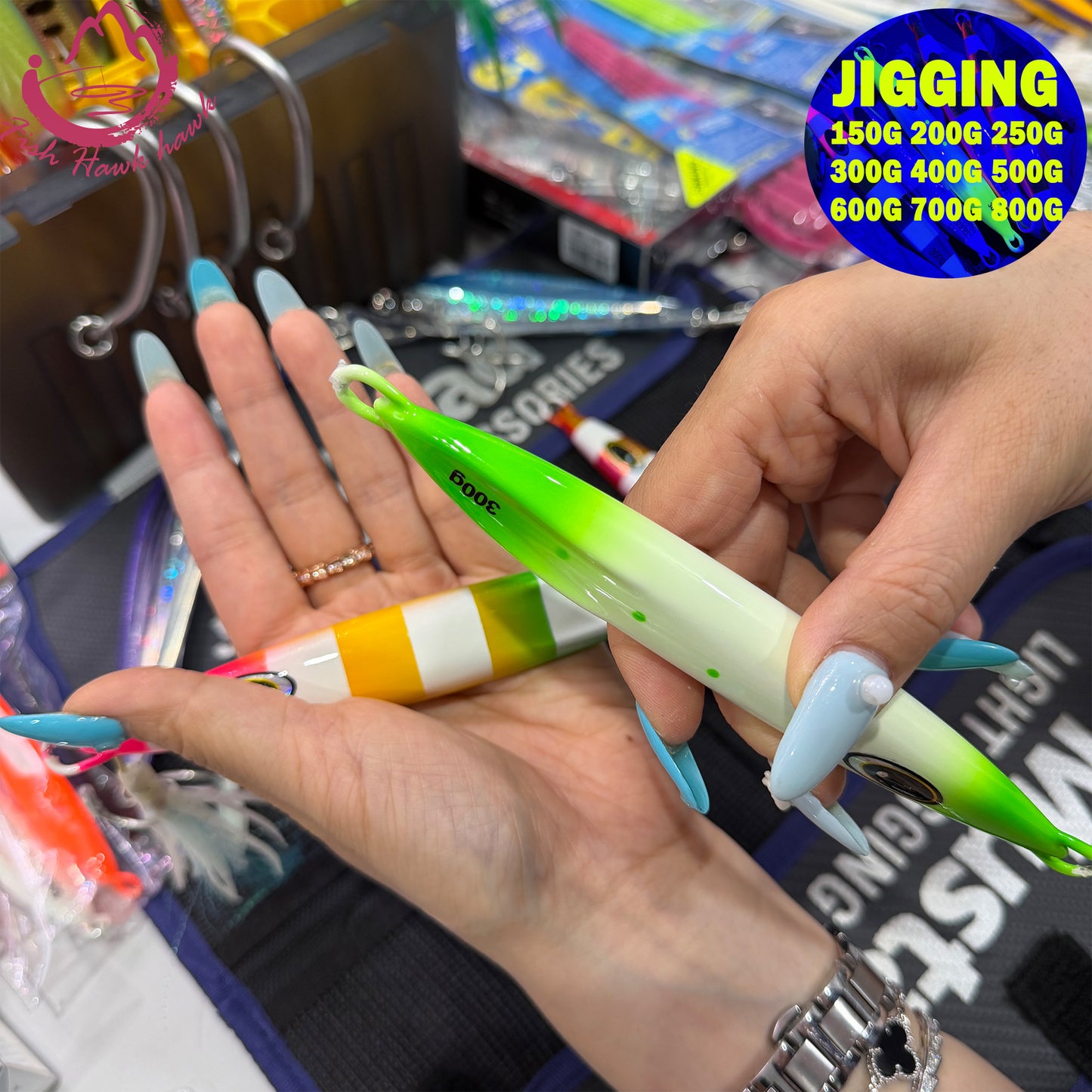 #28 Glow Slow Pitch Metal Jigging Jigs Lure 150g 200g 250g 300g 400g 500g 600g 700g 800g
