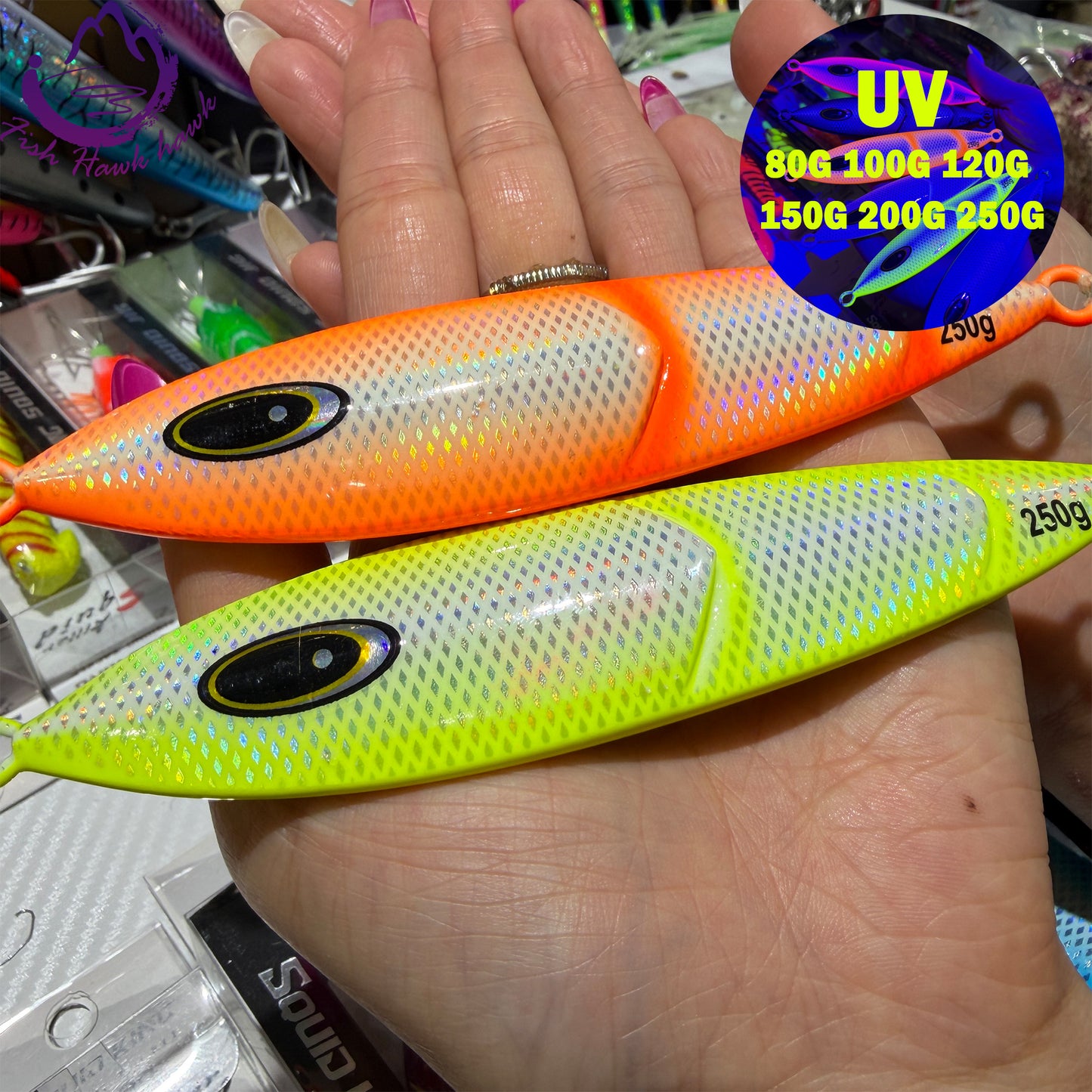 New Premium Metal Slow Pitch Jigs Fishing Lure Flat Fall Flutter Action 80g 100g 120g 150g 200g 250g Saltwater Deep Sea Assist Hook for Tuna & Kingfish