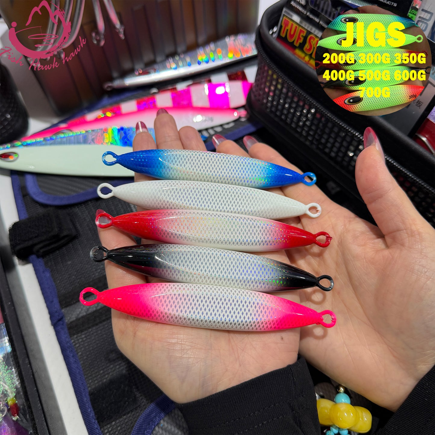 Slow Pitch Jigging Metal Jigs Saltwater Lure 200g 300g 350g 400g 500g 600g 6 Colors – Deep Sea Offshore Jigs for Tuna, Snapper & Grouper jigs lure