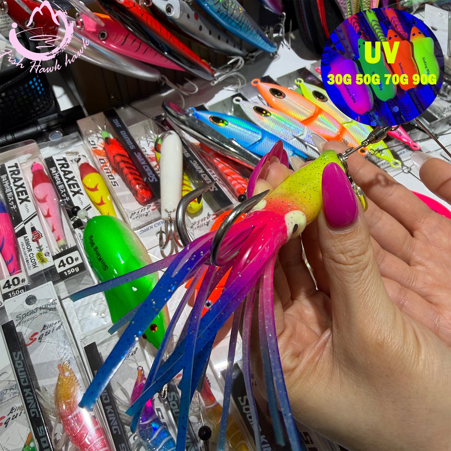 New 30g 50g 70g 90g Premium Big Game Trolling Lure Saltwater Metal Head/Skirted Offshore Kit for Tuna Marlin Mahi Wahoo jigs