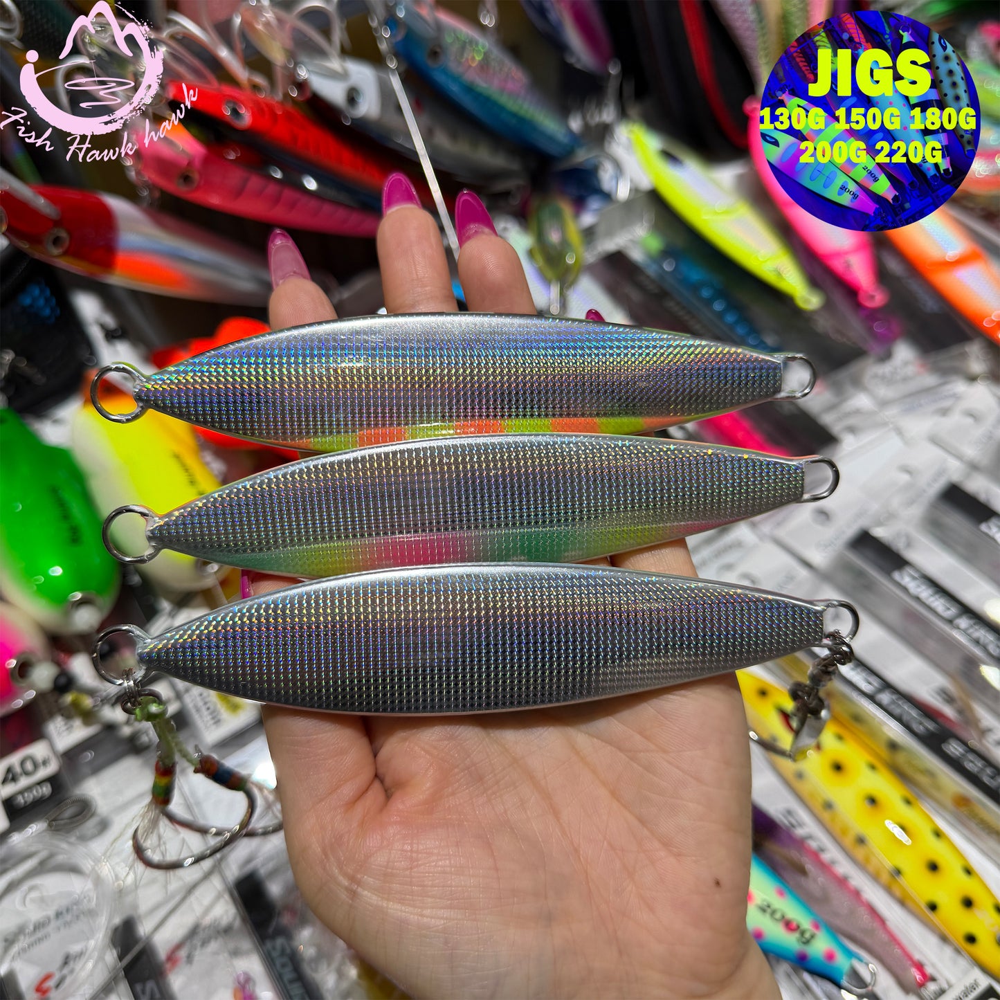 New Metal Jig Slow Fall/Slow-Pitch Jigging Lure130g-220g Glow Finish Double Assist Hooks Saltwater Deep Drop Salmon Fishing jigs lure