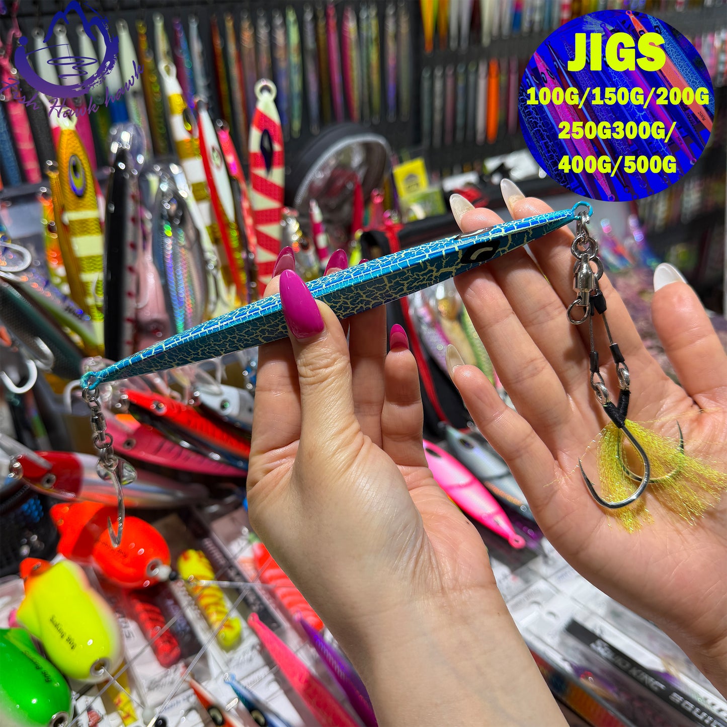New Premium Slow Pitch Jigging Metal Fishing Lure 100g 150g 200g 250g 300g 400g 500g Flat Fall Deep Sea Saltwater Assist Hooks jigs