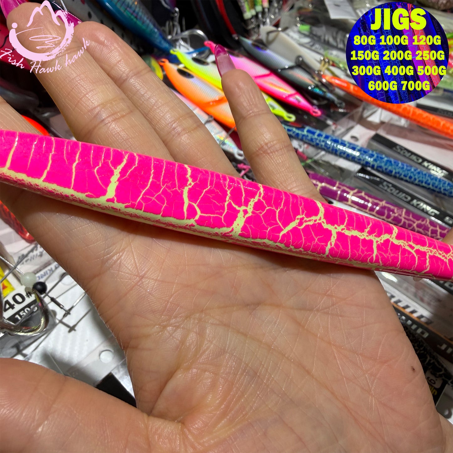 New Premium Slow-Pitch Jigging Metal Fishing Lure 80g 100g 120g 150g 200g 250g 300g 400g 500g 600g 750g Flat-Fall Saltwater Deep Sea Assist Hooks for Tuna & Amberjack jigs