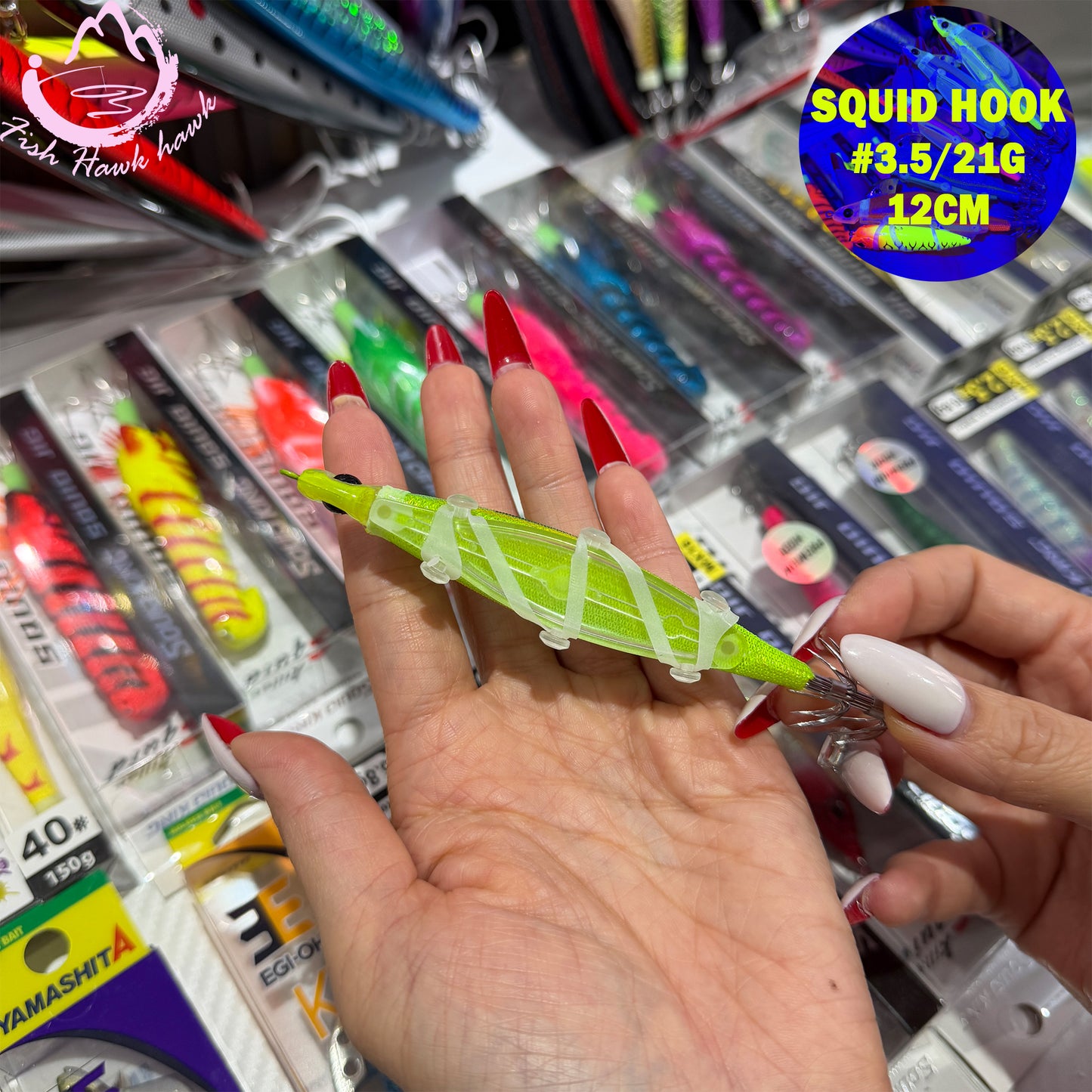 New #3.5/21g Live-Bait Wrap Squid Jig Real Fish Scent Boost EGI Lure, Sharp Hooks for Squid & Cuttlefish Fishing Squid Hook