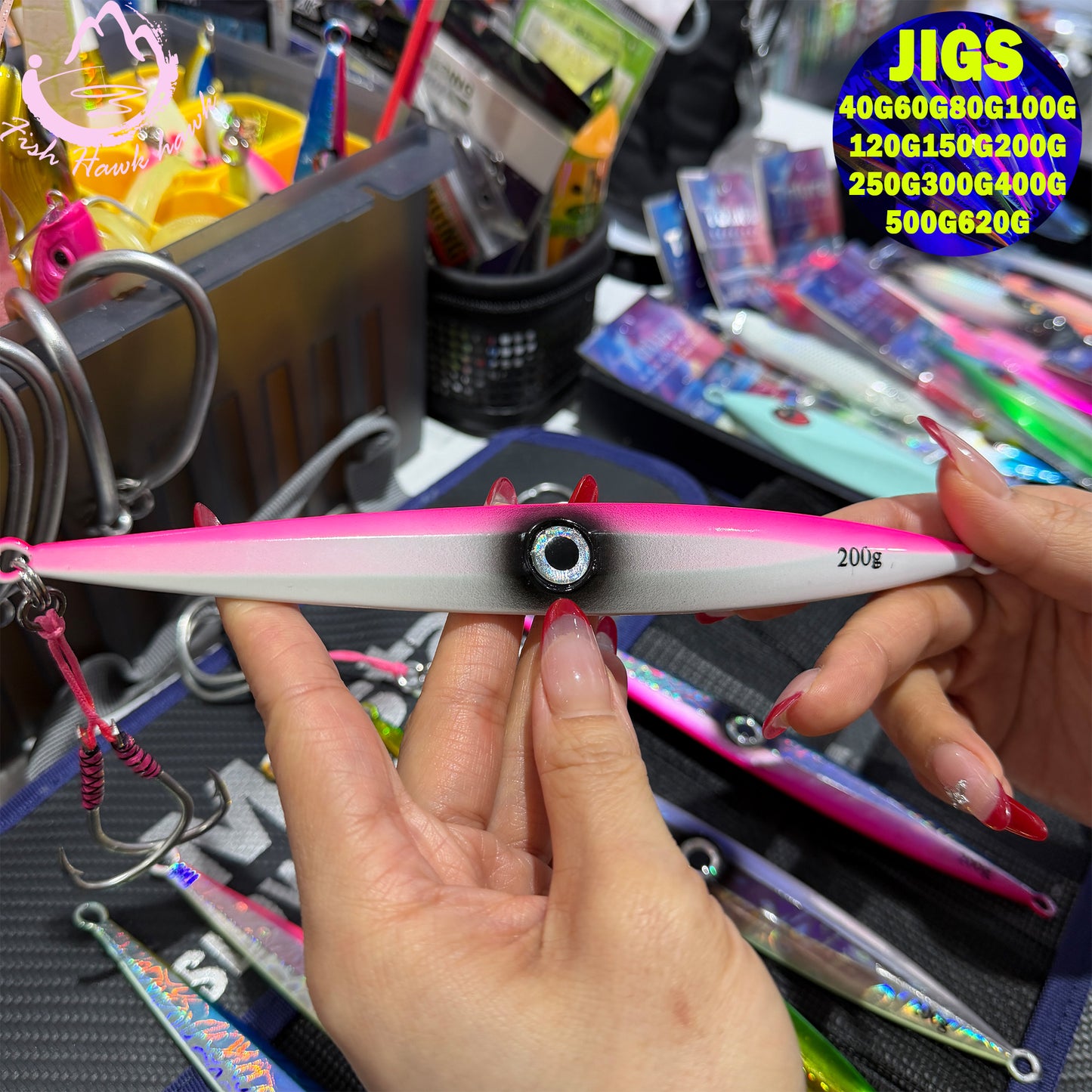 Slow Pitch Jigging Metal Jigs Saltwater Lure 40g-620g, 7 Colors-Offshore Jigs for Tuna, Snapper & Grouper jigs lure