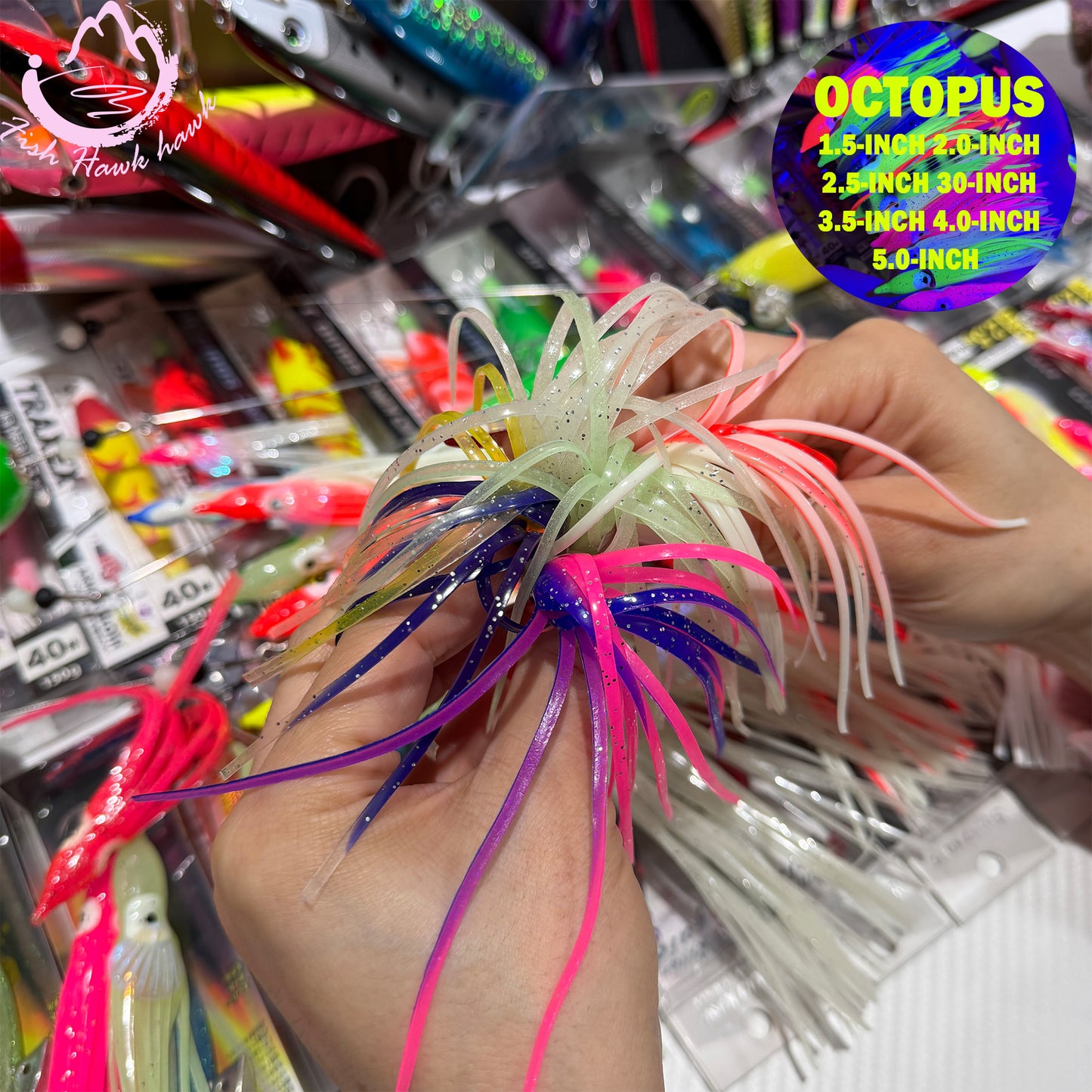 New Luminous Soft Octopus Lure UV Glow Squid Skirt Bait Glow in the Dark Octopus Soft Jig for Saltwater Tuna Mahi Snapper soft bait