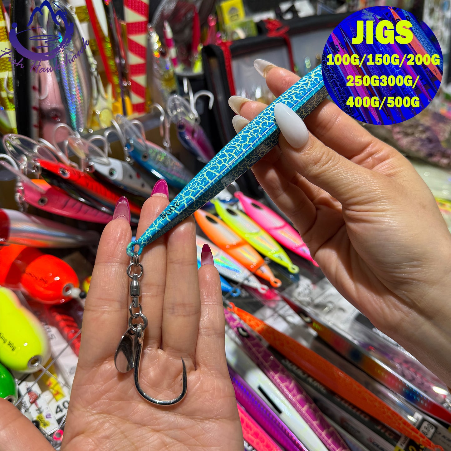 New Premium Slow Pitch Jigging Metal Fishing Lure 100g 150g 200g 250g 300g 400g 500g Flat Fall Deep Sea Saltwater Assist Hooks jigs