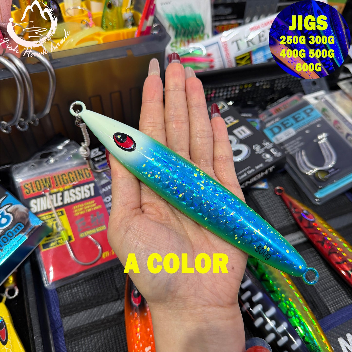 250g 300g 400g 500g 600g Slow Pitch Jigging Metal Jigs Saltwater Lure Multi Size Multi Color – Offshore Jigging Lures for Tuna, Snapper & Grouper jigs lure
