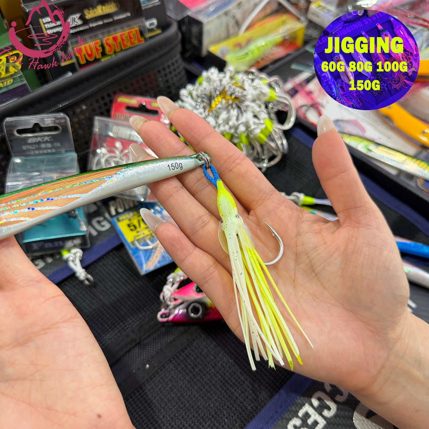 #26 Glow Slow Pitch Metal Jigging Jigs Lure 60g 80g 120g 150g