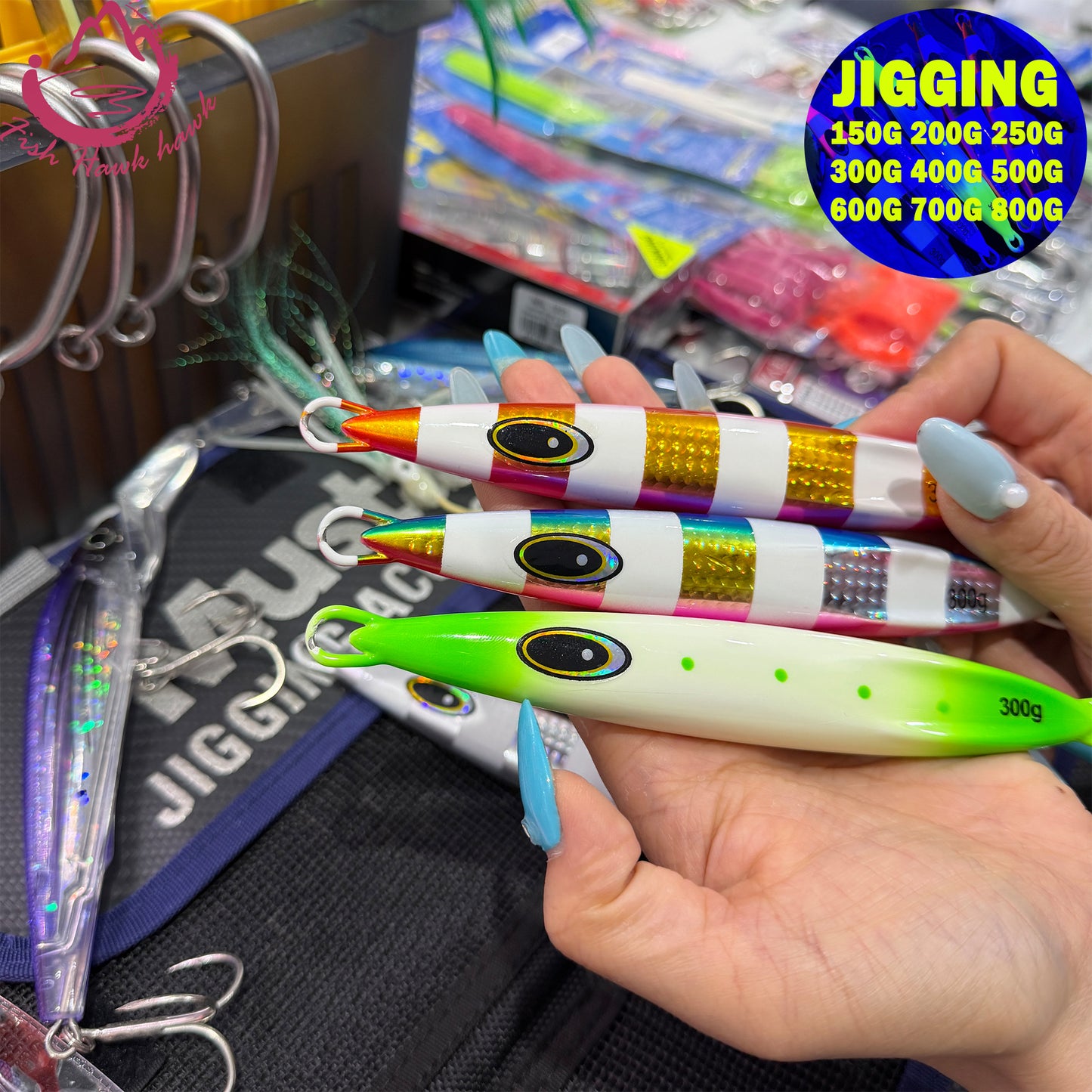 #28 Glow Slow Pitch Metal Jigging Jigs Lure 150g 200g 250g 300g 400g 500g 600g 700g 800g