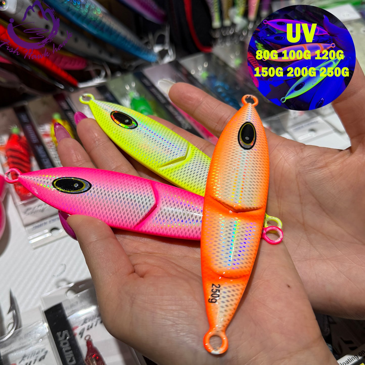 New Premium Metal Slow Pitch Jigs Fishing Lure Flat Fall Flutter Action 80g 100g 120g 150g 200g 250g Saltwater Deep Sea Assist Hook for Tuna & Kingfish