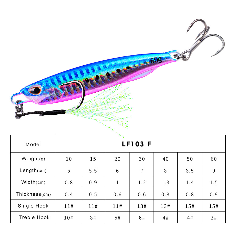 #60 Slow Pitch Jigs 10g 15g 20g 30g 40g 60g