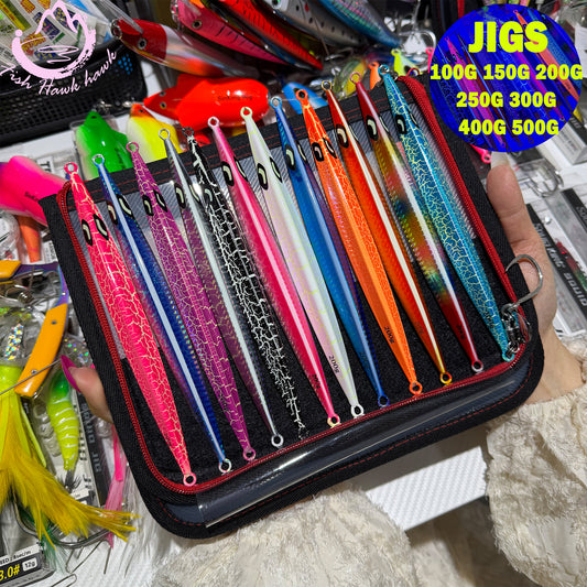 New Premium Slow Pitch Jigging Metal Fishing Lure 100g 150g 200g 250g 300g 400g 500g Flat Fall Deep Sea Saltwater Assist Hooks jigs