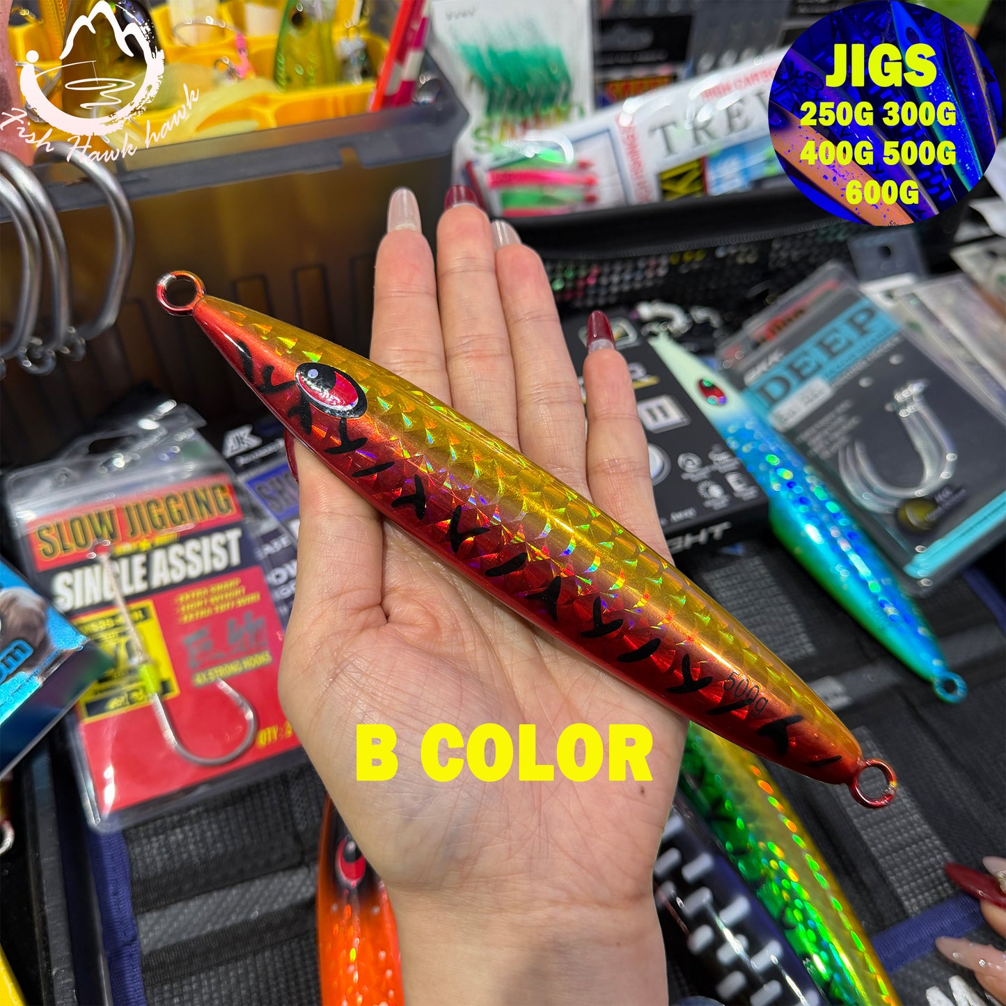 250g 300g 400g 500g 600g Slow Pitch Jigging Metal Jigs Saltwater Lure Multi Size Multi Color – Offshore Jigging Lures for Tuna, Snapper & Grouper jigs lure