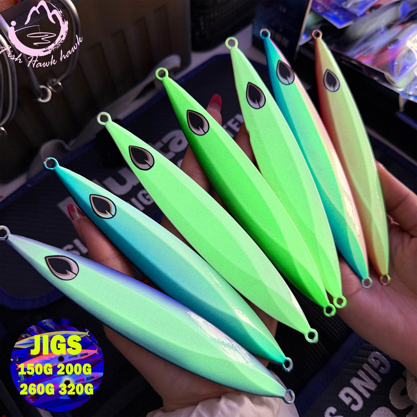 Slow Pitch Jigging Metal Jigs Lure 150g 200g 260g 320g Saltwater Offshore Jigs with 6 Colors for Tuna & Snapper jigs lure