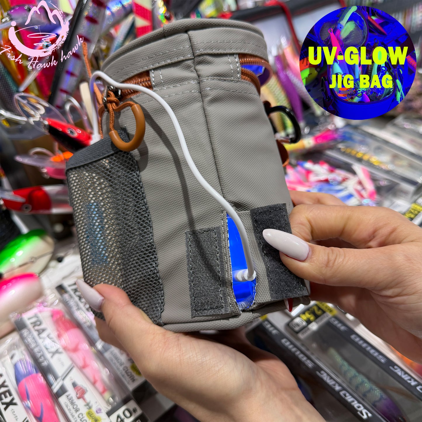 New Luminous Jig Storage Bag Waterproof Heavy Duty Jig Pouch with Multi Slots for Slow Pitch Metal Jigs Assist Hook Saltwater Tackle jig bag