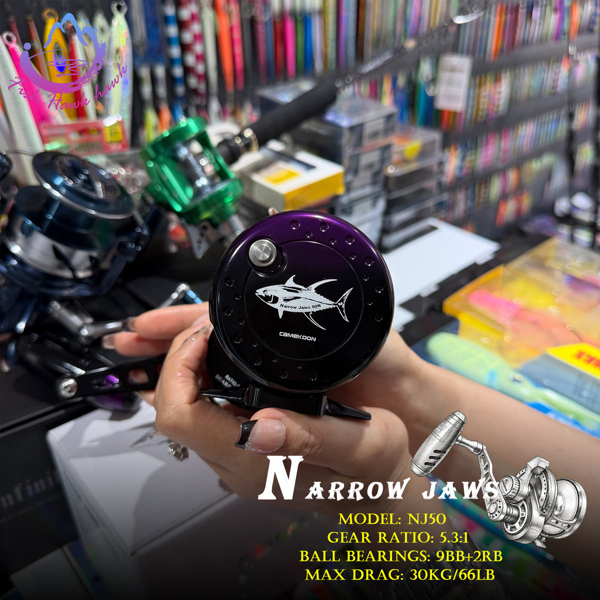 Slow Pitch Jigging Fishing Reel 50N