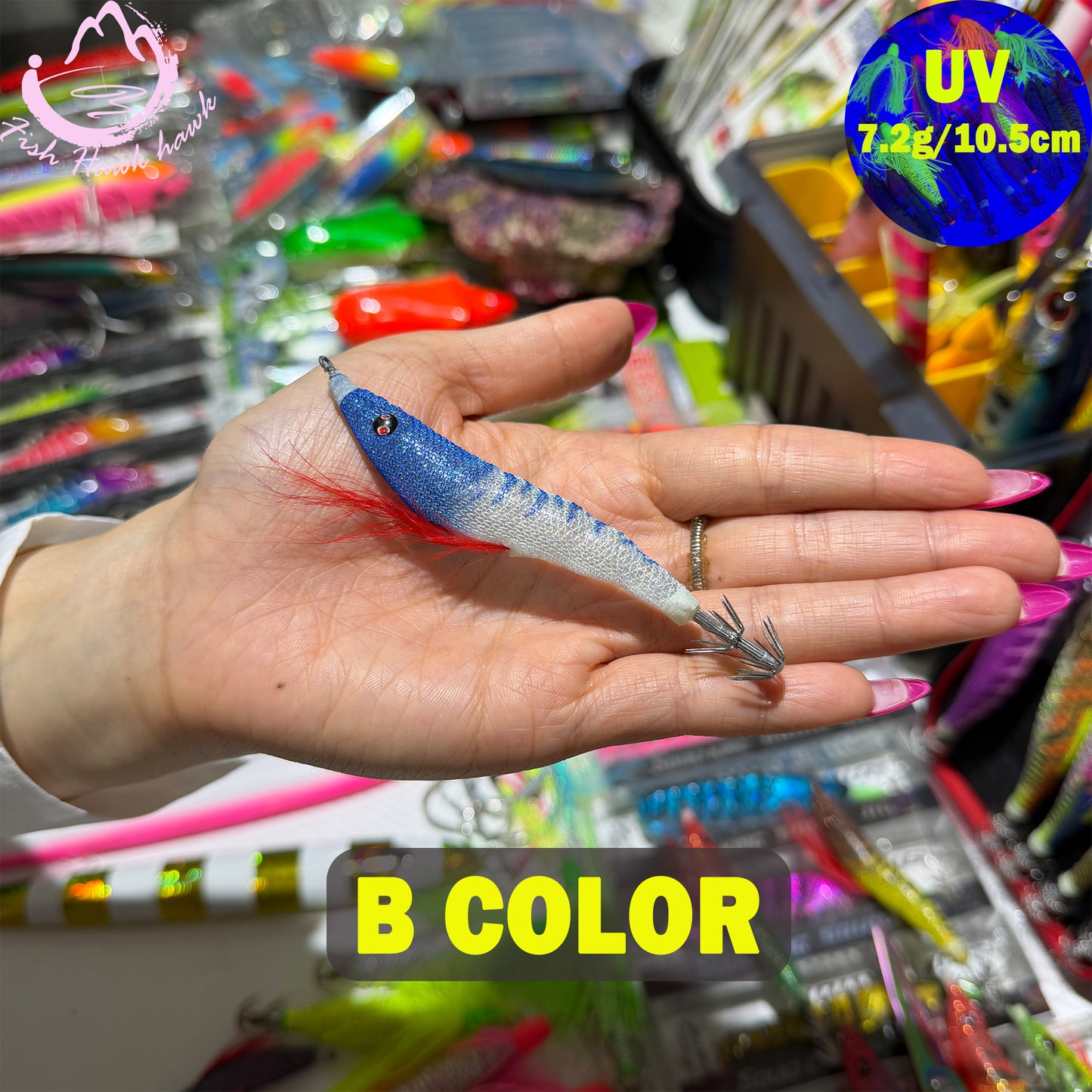 New 7.2g 10.5cm Glow Egi PVC Squid Jig Lure with LED Light for Saltwater Fishing Midwater Bait Cuttlefish & Squid 3D Eyes Squid hook