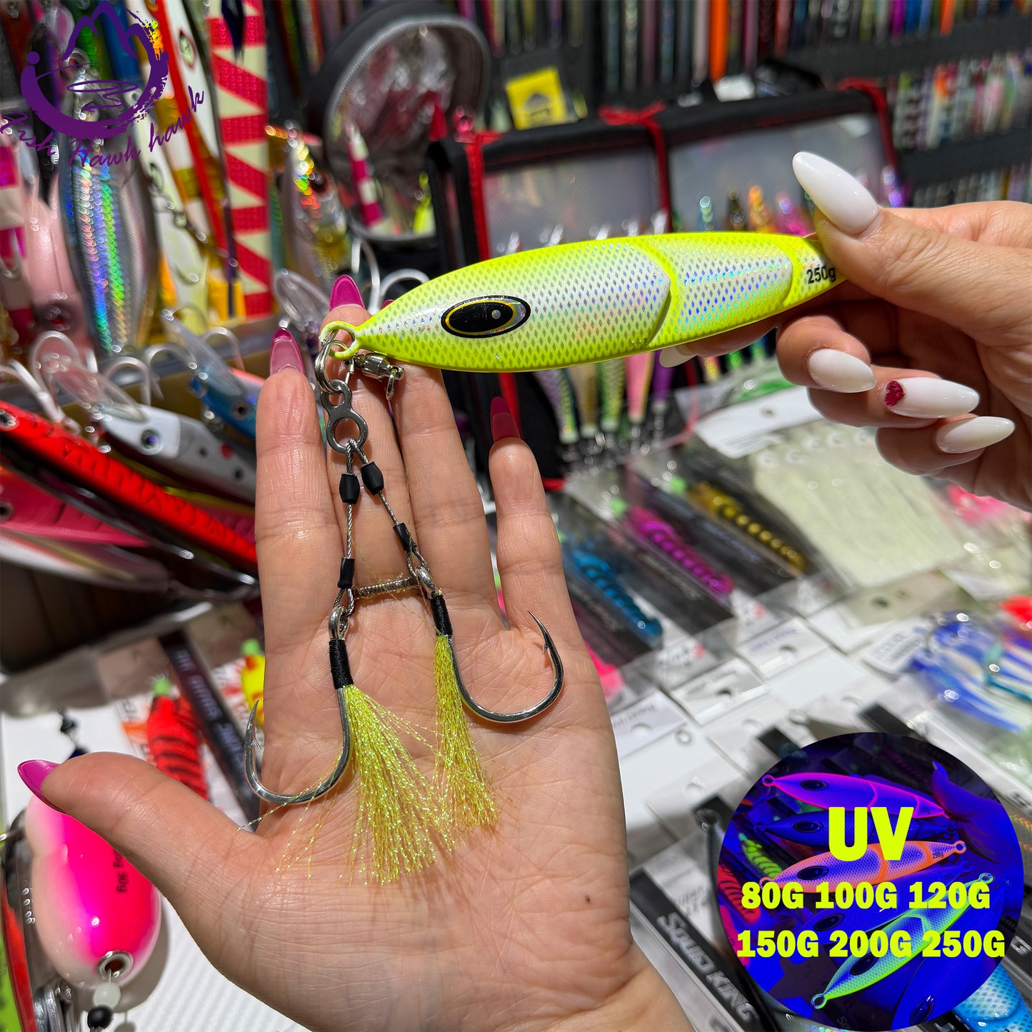 New Premium Metal Slow Pitch Jigs Fishing Lure Flat Fall Flutter Action 80g 100g 120g 150g 200g 250g Saltwater Deep Sea Assist Hook for Tuna & Kingfish
