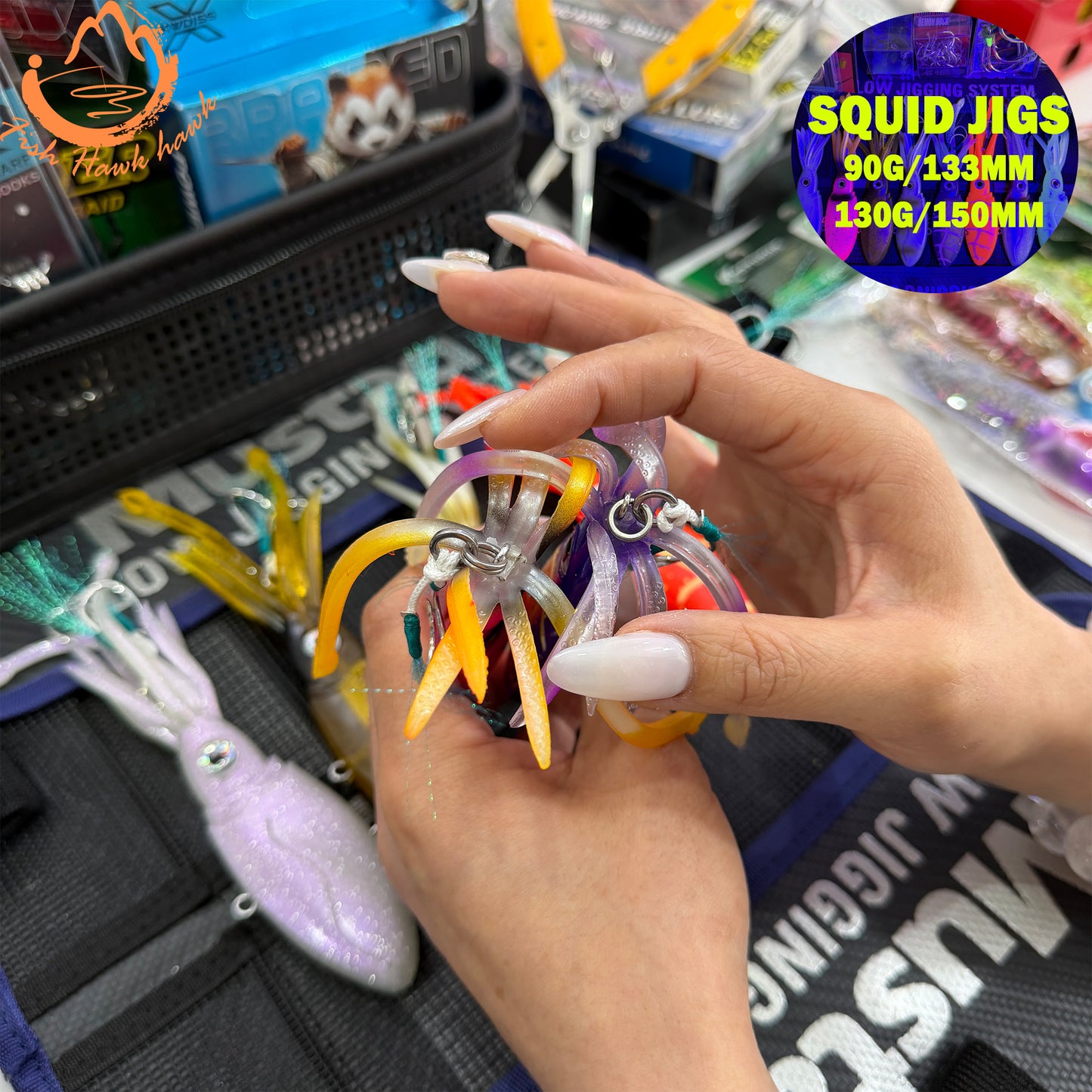 Glow Weighted Metal ABS Soft Squid Jig Octopus Lure 40g 50g 90g 130g 170g 200g 250g Saltwater Jigging Fishing Bait 3D Eyes UV Night Offshore Tuna jigs lure