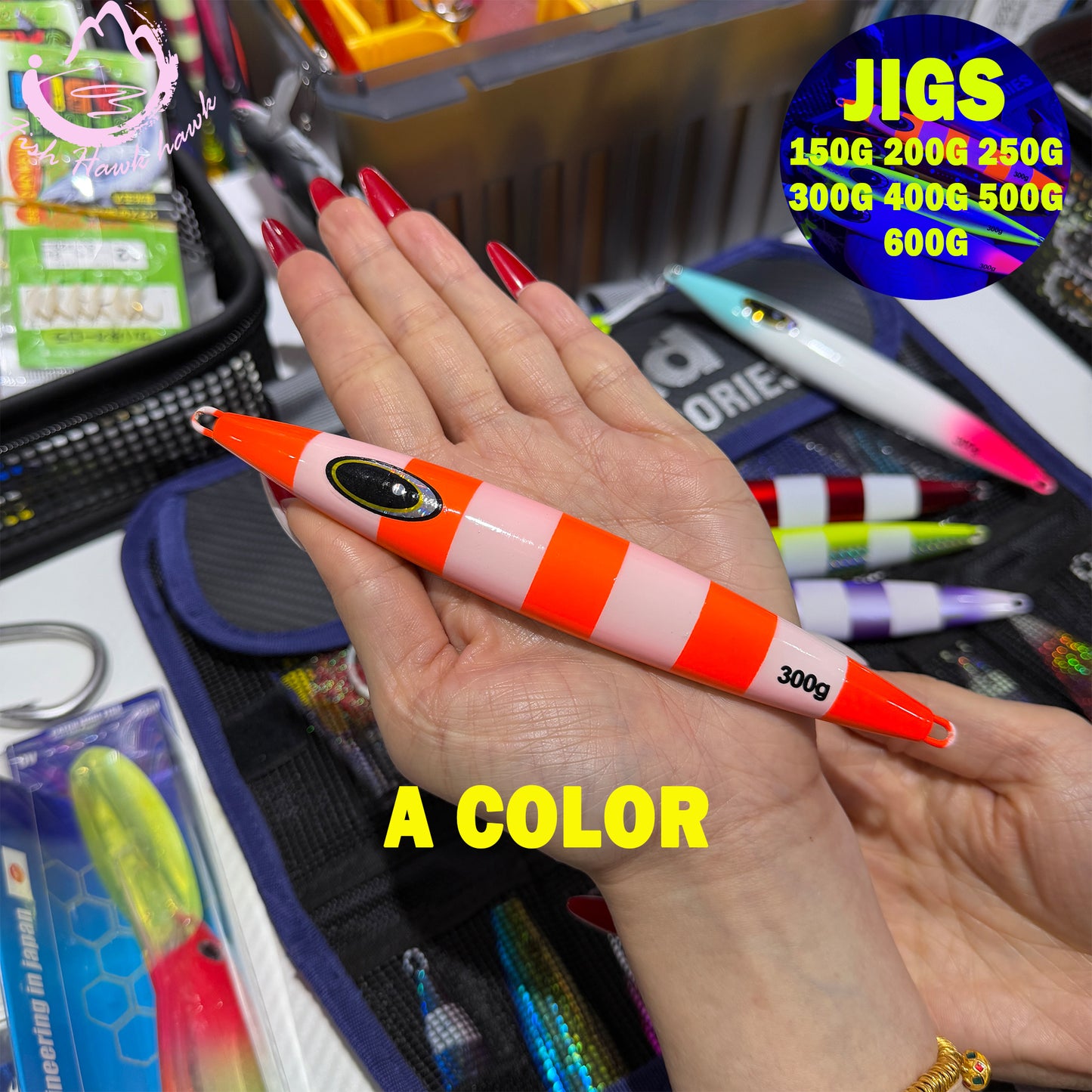 150g 200g 250g 300g 400g 500g 600g Slow Pitch Jigging Fishing Lure Metal Jigs High Action Jigging Lure for Saltwater, Snapper, Grouper, Tuna & Yellowtail jigs lure