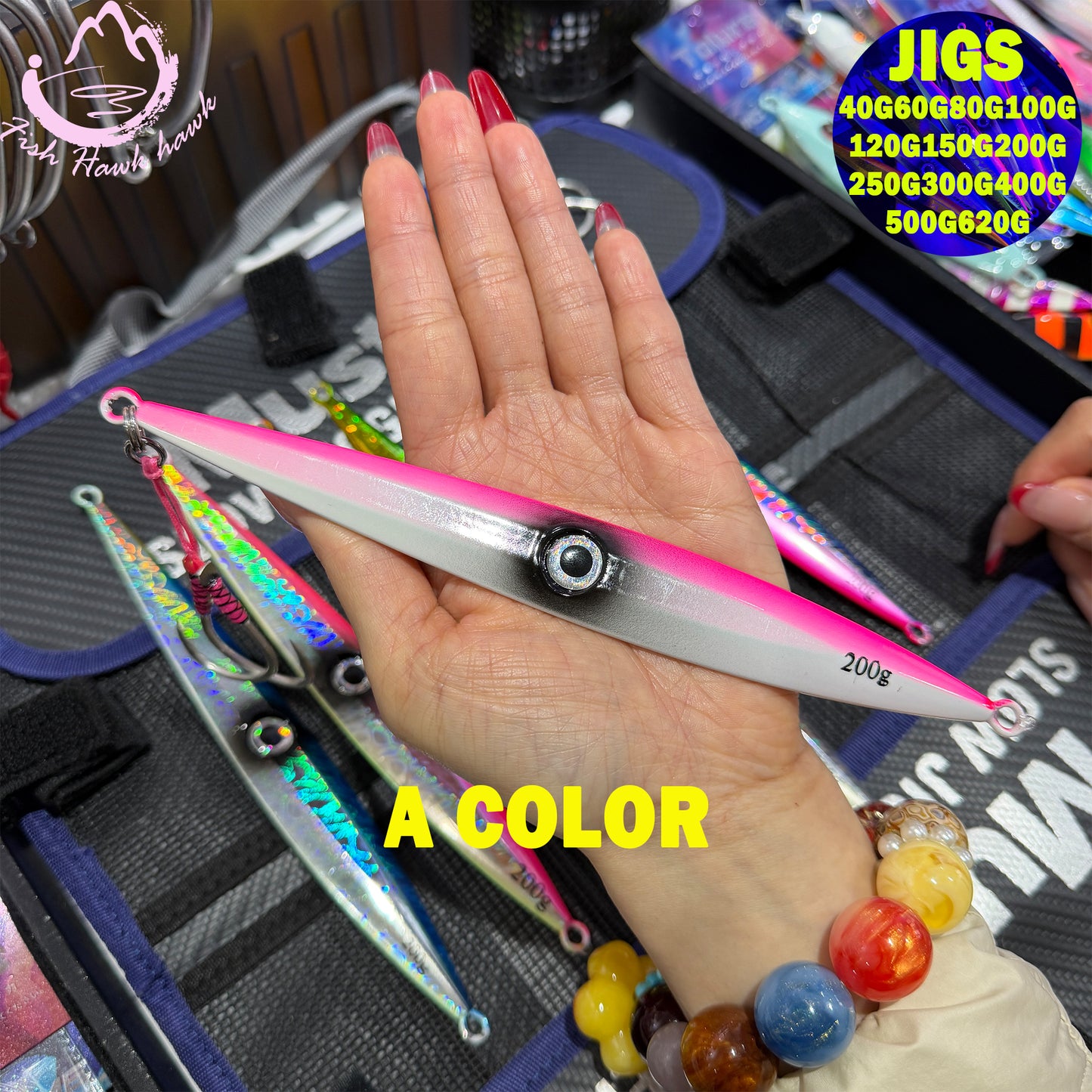 Slow Pitch Jigging Metal Jigs Saltwater Lure 40g-620g, 7 Colors-Offshore Jigs for Tuna, Snapper & Grouper jigs lure