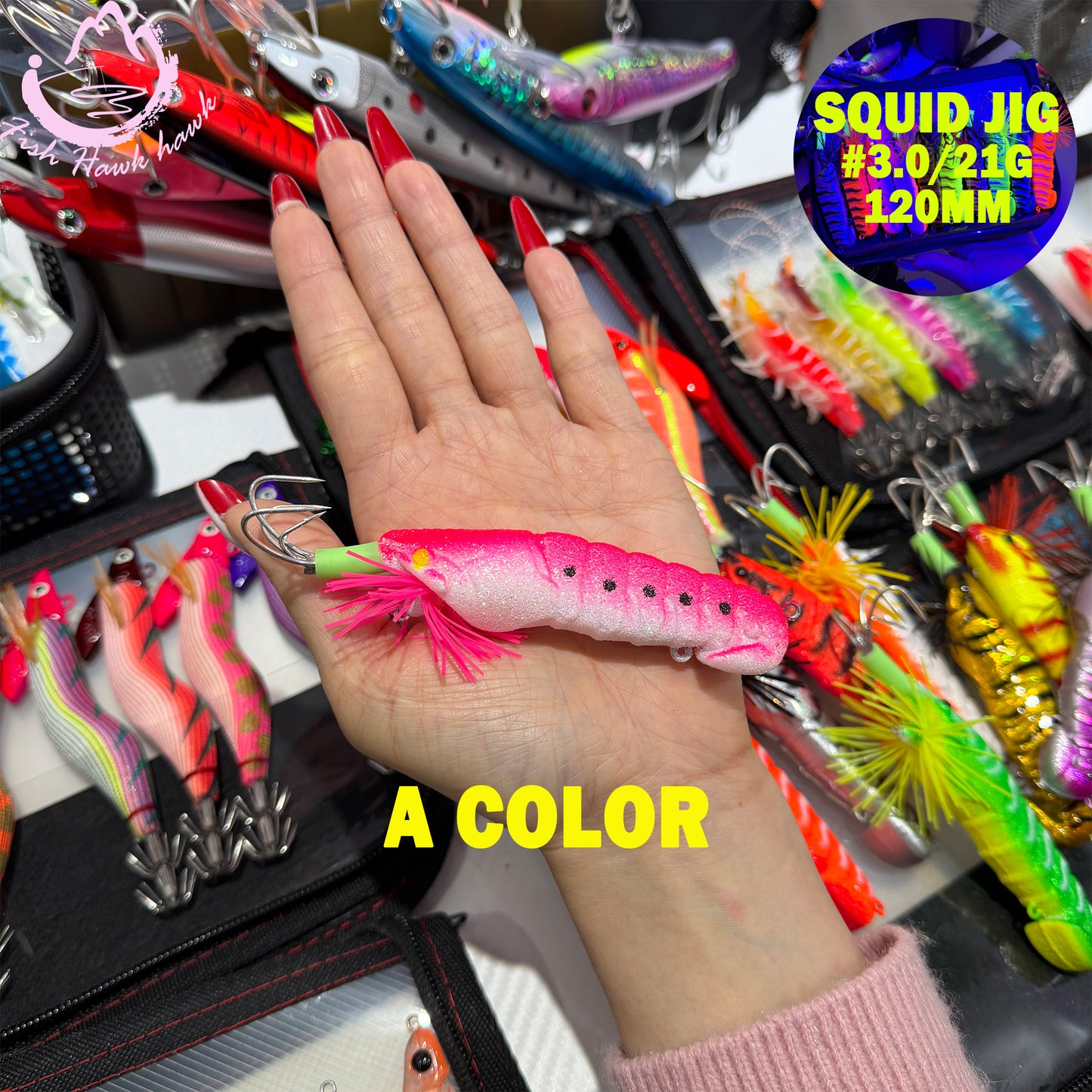 21g/120mm Luminous Squid Jigs Set Saltwater Squid Hooks with Sharp Stainless Hooks for Night Fishing Squid Hook