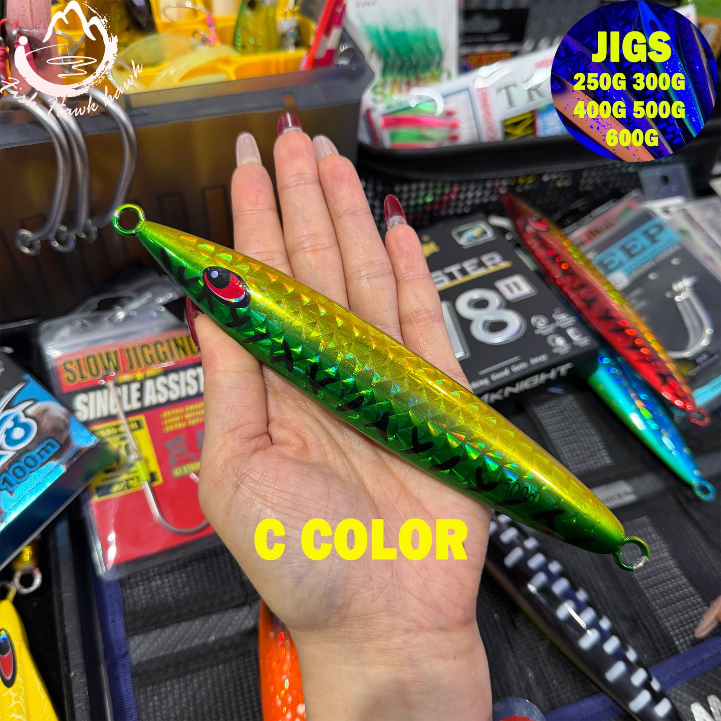 250g 300g 400g 500g 600g Slow Pitch Jigging Metal Jigs Saltwater Lure Multi Size Multi Color – Offshore Jigging Lures for Tuna, Snapper & Grouper jigs lure