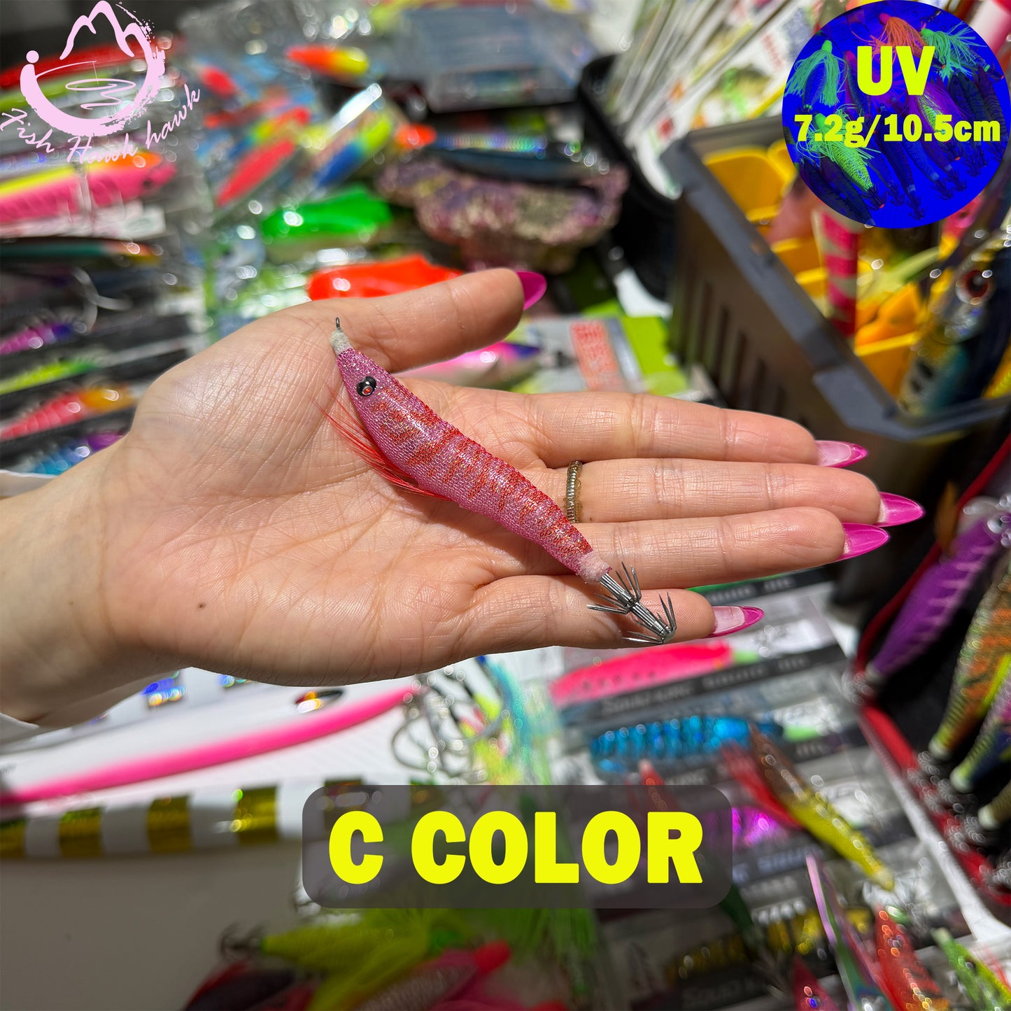 New 7.2g 10.5cm Glow Egi PVC Squid Jig Lure with LED Light for Saltwater Fishing Midwater Bait Cuttlefish & Squid 3D Eyes Squid hook