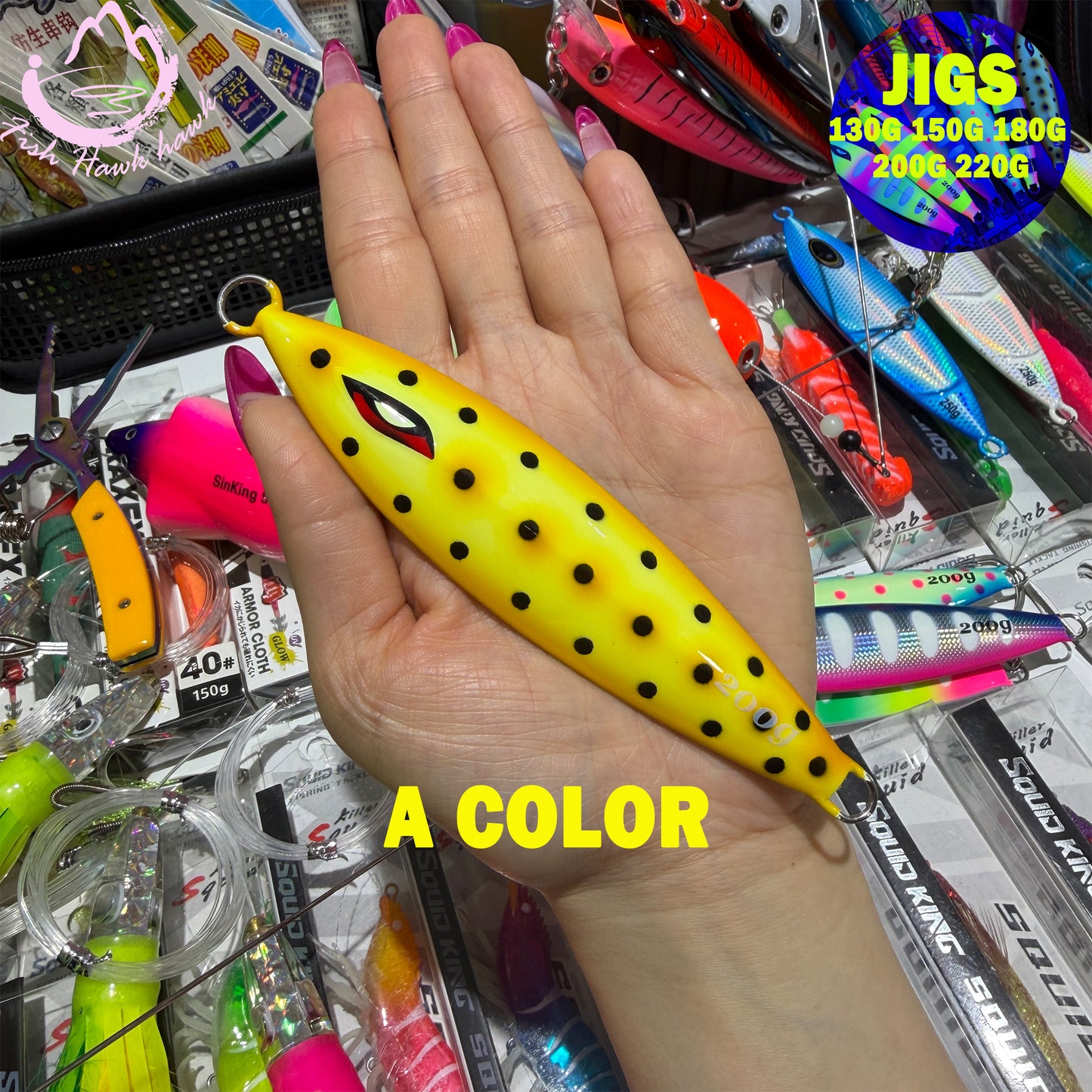 New Metal Jig Slow Fall/Slow-Pitch Jigging Lure130g-220g Glow Finish Double Assist Hooks Saltwater Deep Drop Salmon Fishing jigs lure