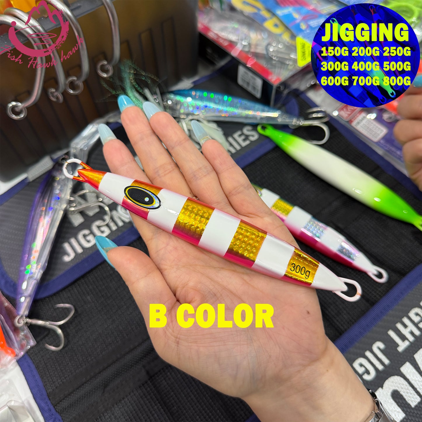 #28 Glow Slow Pitch Metal Jigging Jigs Lure 150g 200g 250g 300g 400g 500g 600g 700g 800g