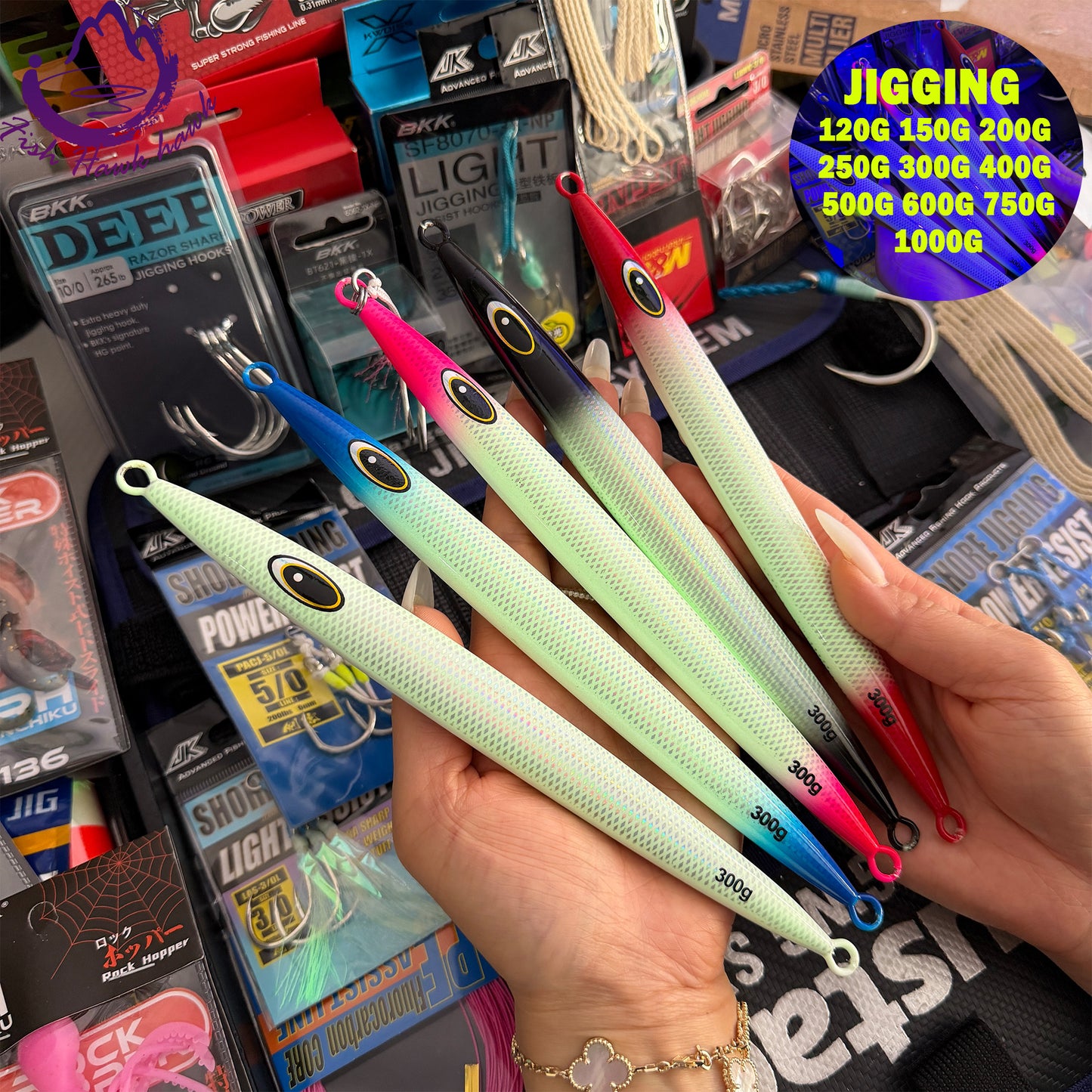 #2 Glow Slow Pitch Metal Jigging Jigs Lure 120g 150g 200g 250g 300g 400g 500g 600g 750g 1000g 300g