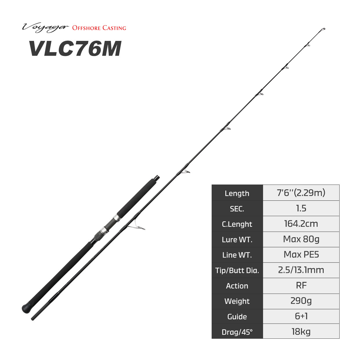 NOEBY Slow Pitch Jigging/Saltwater/Topwater/Big Game/GT /Tuna Rod VLC76M/VLC83M