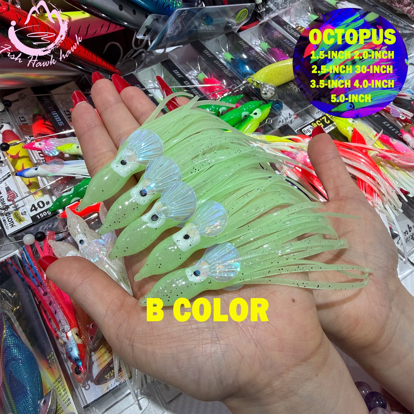 New Luminous Soft Octopus Lure UV Glow Squid Skirt Bait Glow in the Dark Octopus Soft Jig for Saltwater Tuna Mahi Snapper soft bait