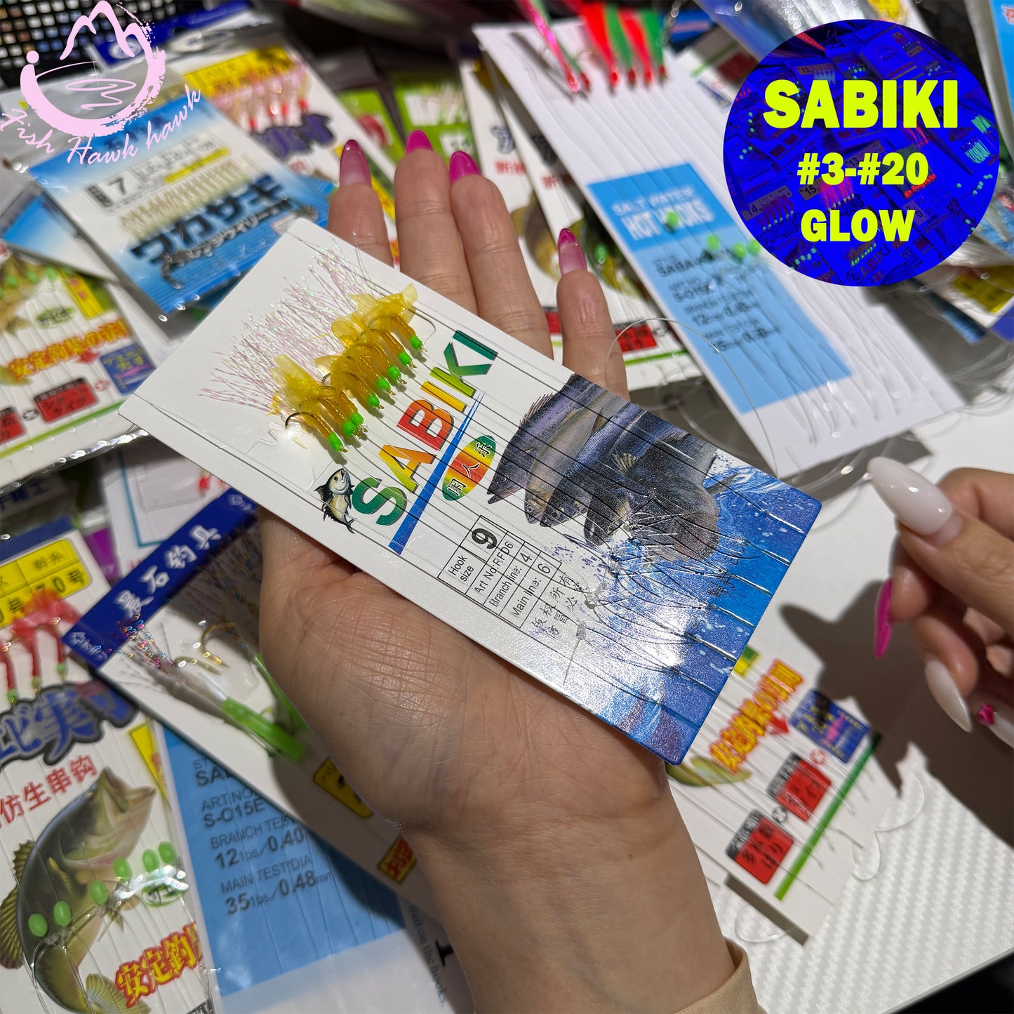 New Luminous Sabiki Rig Saltwater Bait Catcher with Fly Hooks High Carbon Steel Glow Beads Strong Leader for Saltwater Fish Assist hook