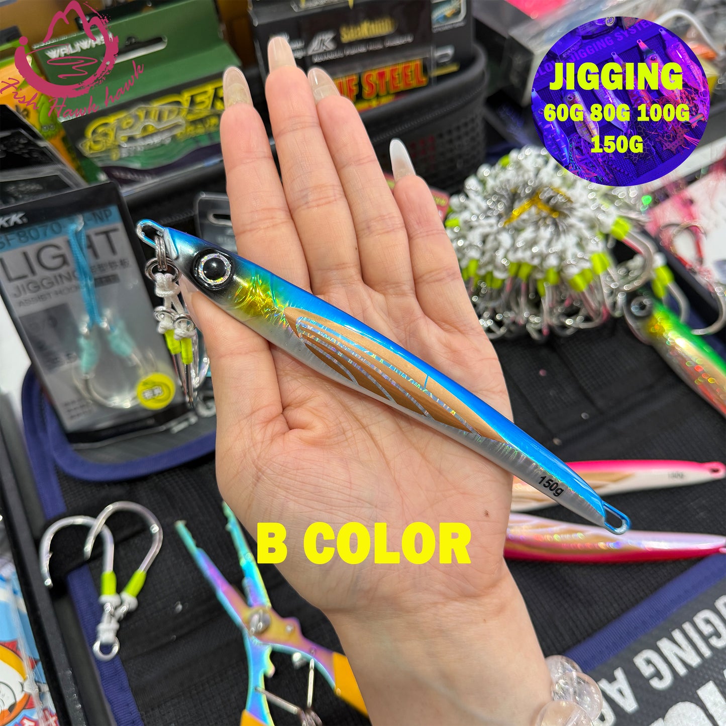 #26 Glow Slow Pitch Metal Jigging Jigs Lure 60g 80g 120g 150g