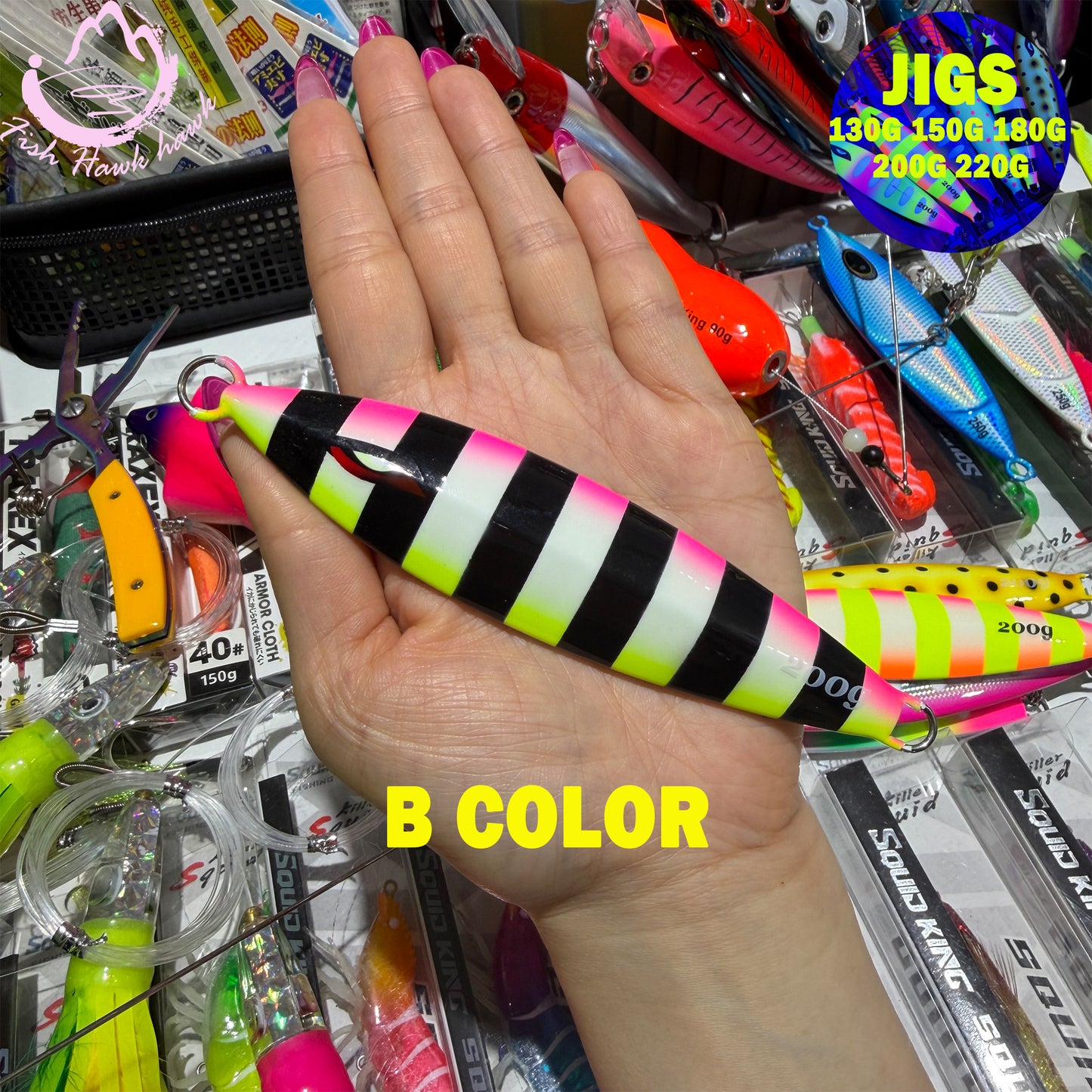 New Metal Jig Slow Fall/Slow-Pitch Jigging Lure130g-220g Glow Finish Double Assist Hooks Saltwater Deep Drop Salmon Fishing jigs lure