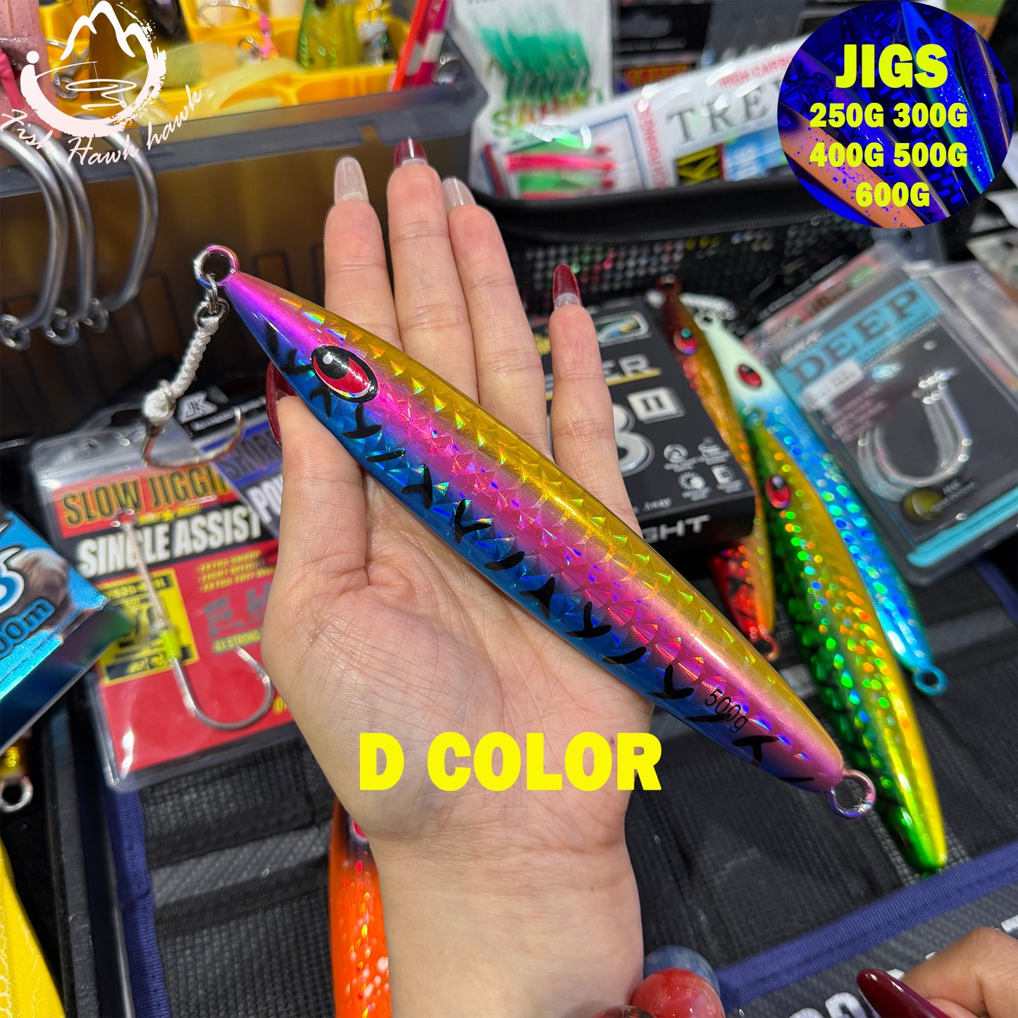 250g 300g 400g 500g 600g Slow Pitch Jigging Metal Jigs Saltwater Lure Multi Size Multi Color – Offshore Jigging Lures for Tuna, Snapper & Grouper jigs lure